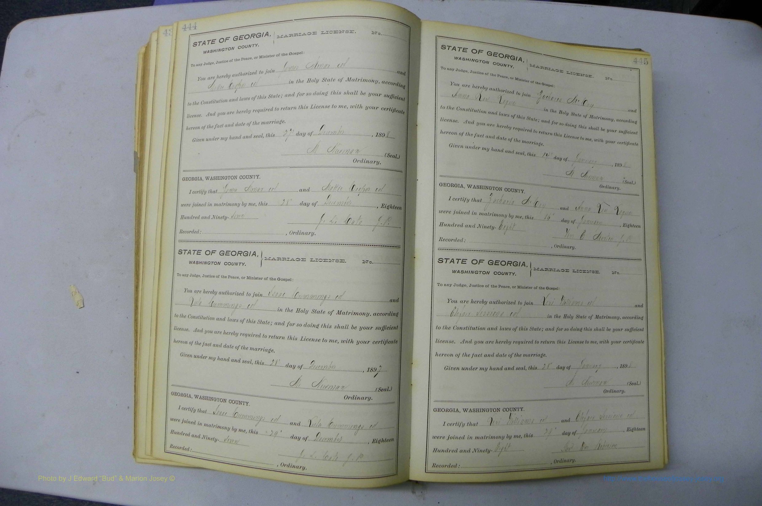 Was GA, Marriages Book H, 1895 - 1899, P 444-445.JPG