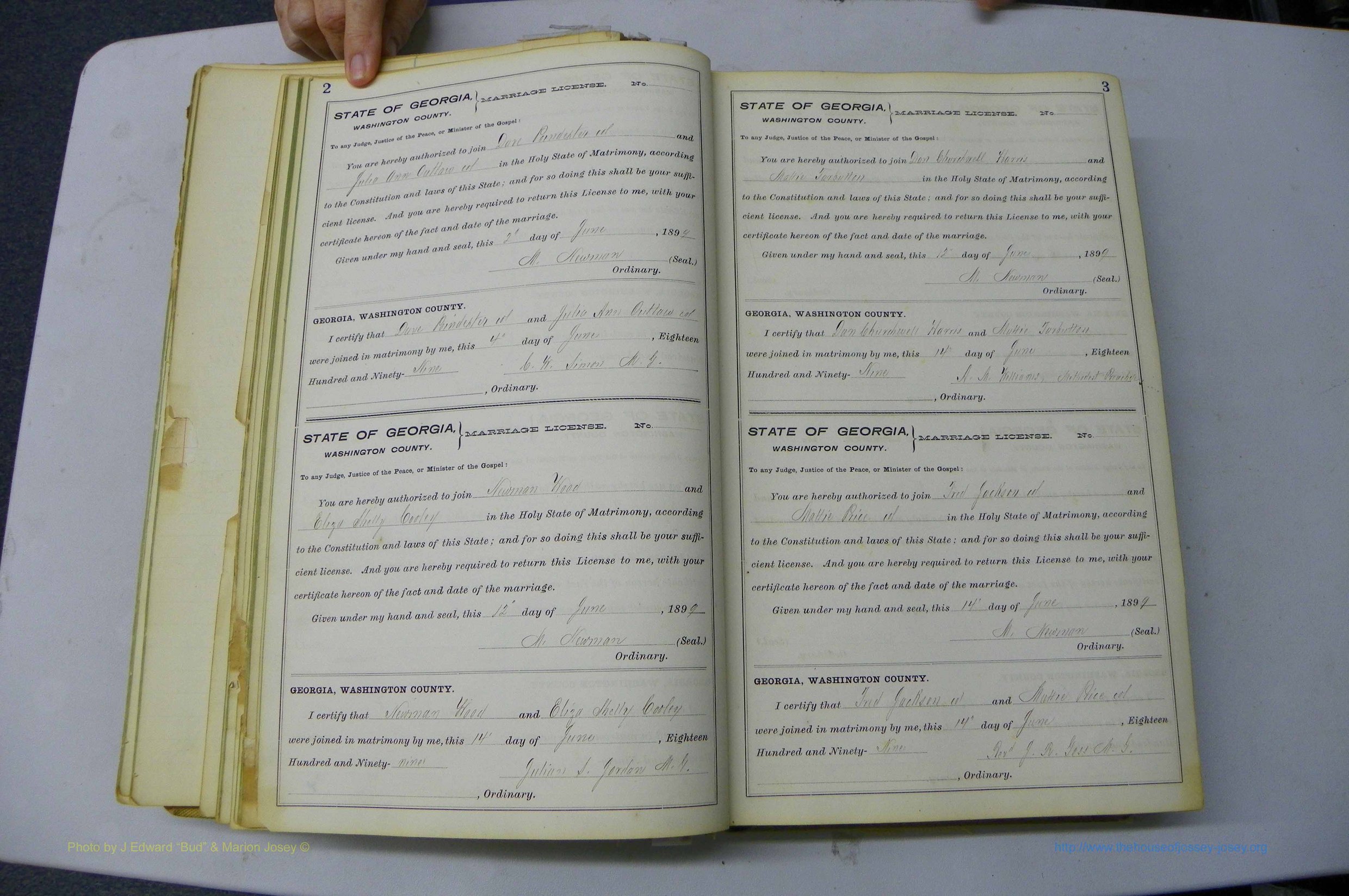 Was GA, Marriages Book I, 1899 - 1903, P 002-003.JPG