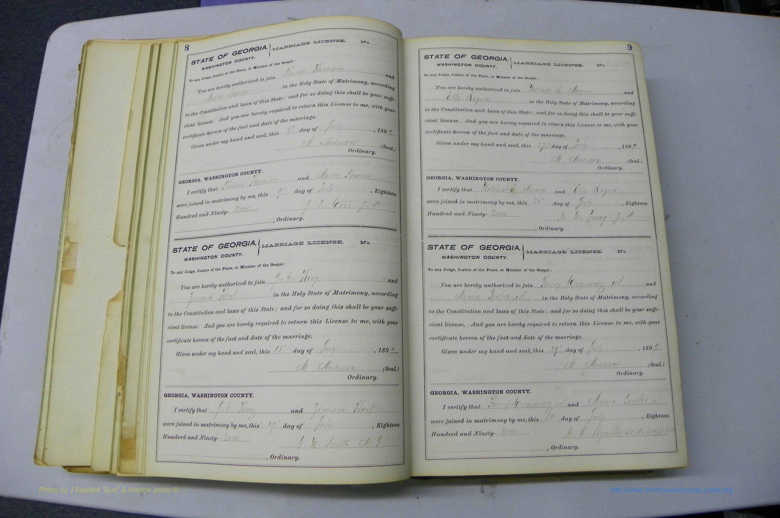 Was GA, Marriages Book I, 1899 - 1903, P 008-009.JPG