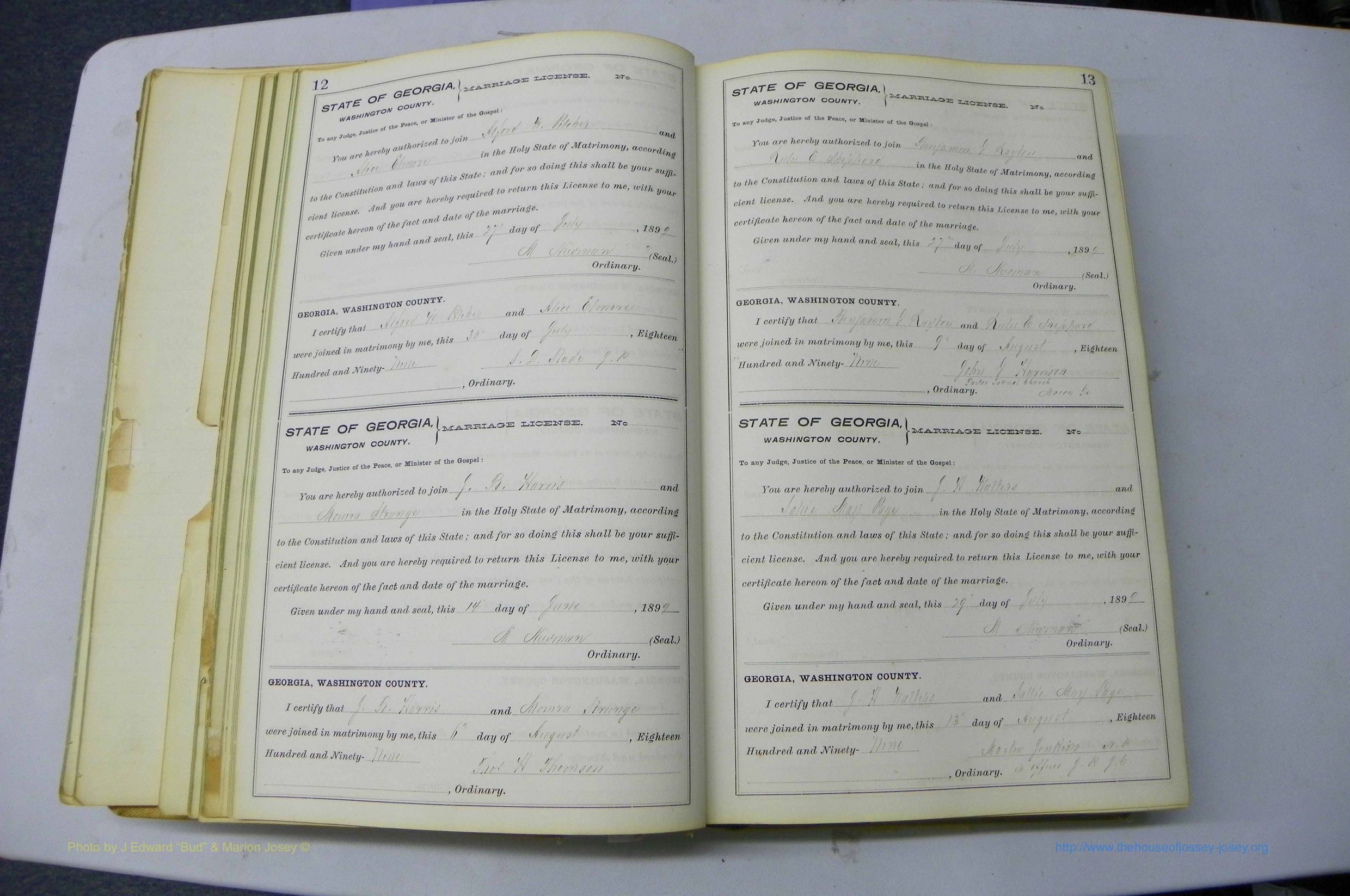 Was GA, Marriages Book I, 1899 - 1903, P 012-013.JPG