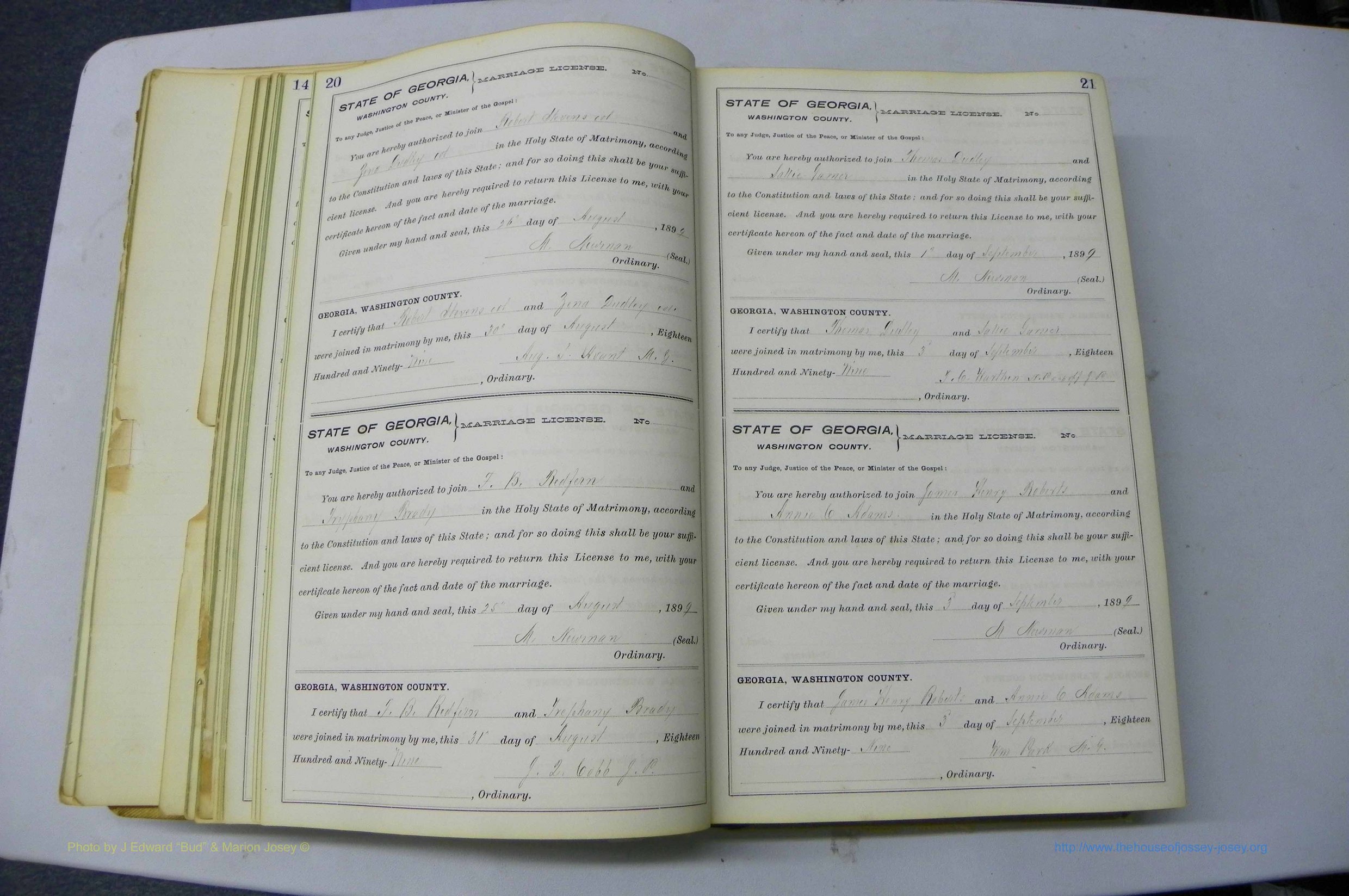 Was GA, Marriages Book I, 1899 - 1903, P 020-021.JPG