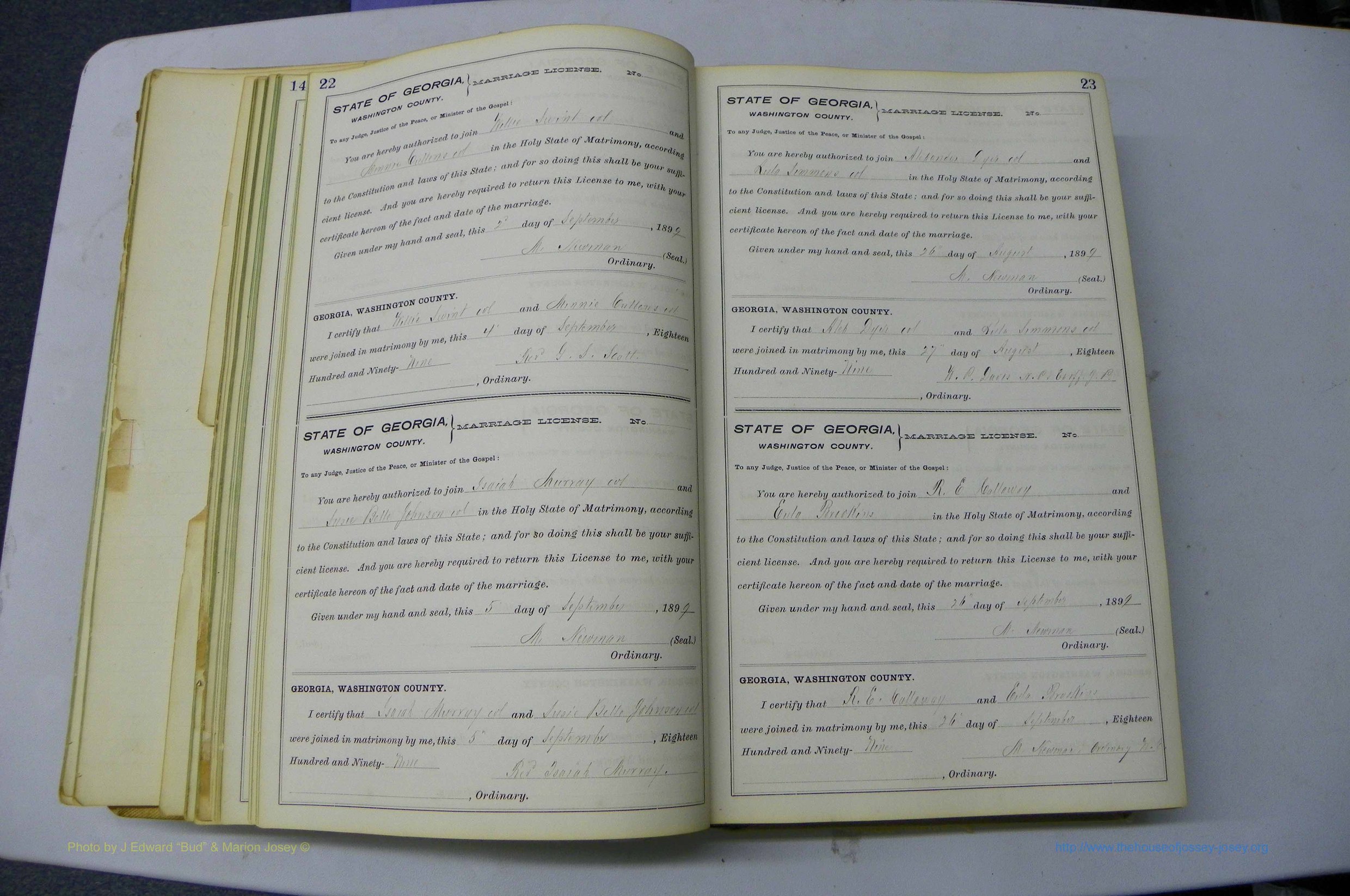 Was GA, Marriages Book I, 1899 - 1903, P 022-023.JPG