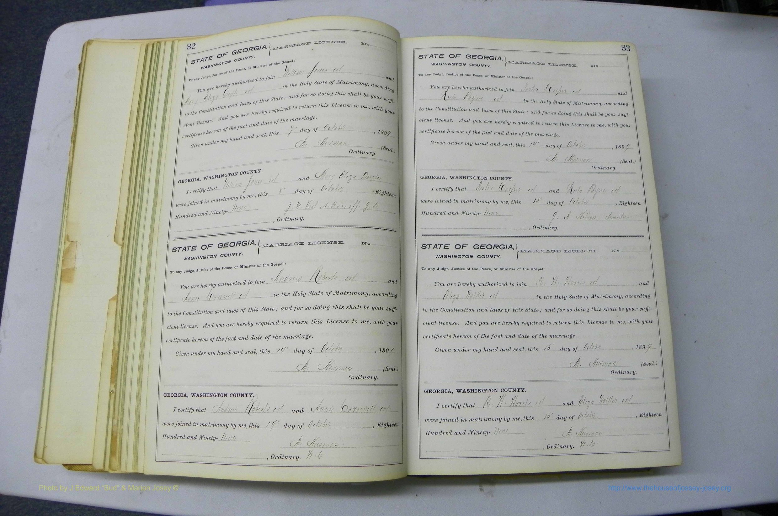 Was GA, Marriages Book I, 1899 - 1903, P 032-033.JPG