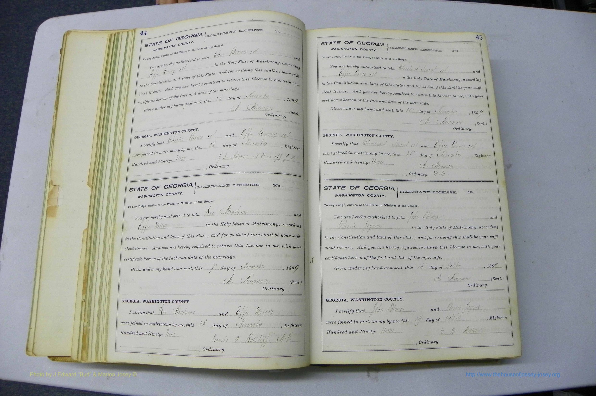 Was GA, Marriages Book I, 1899 - 1903, P 044-045.JPG