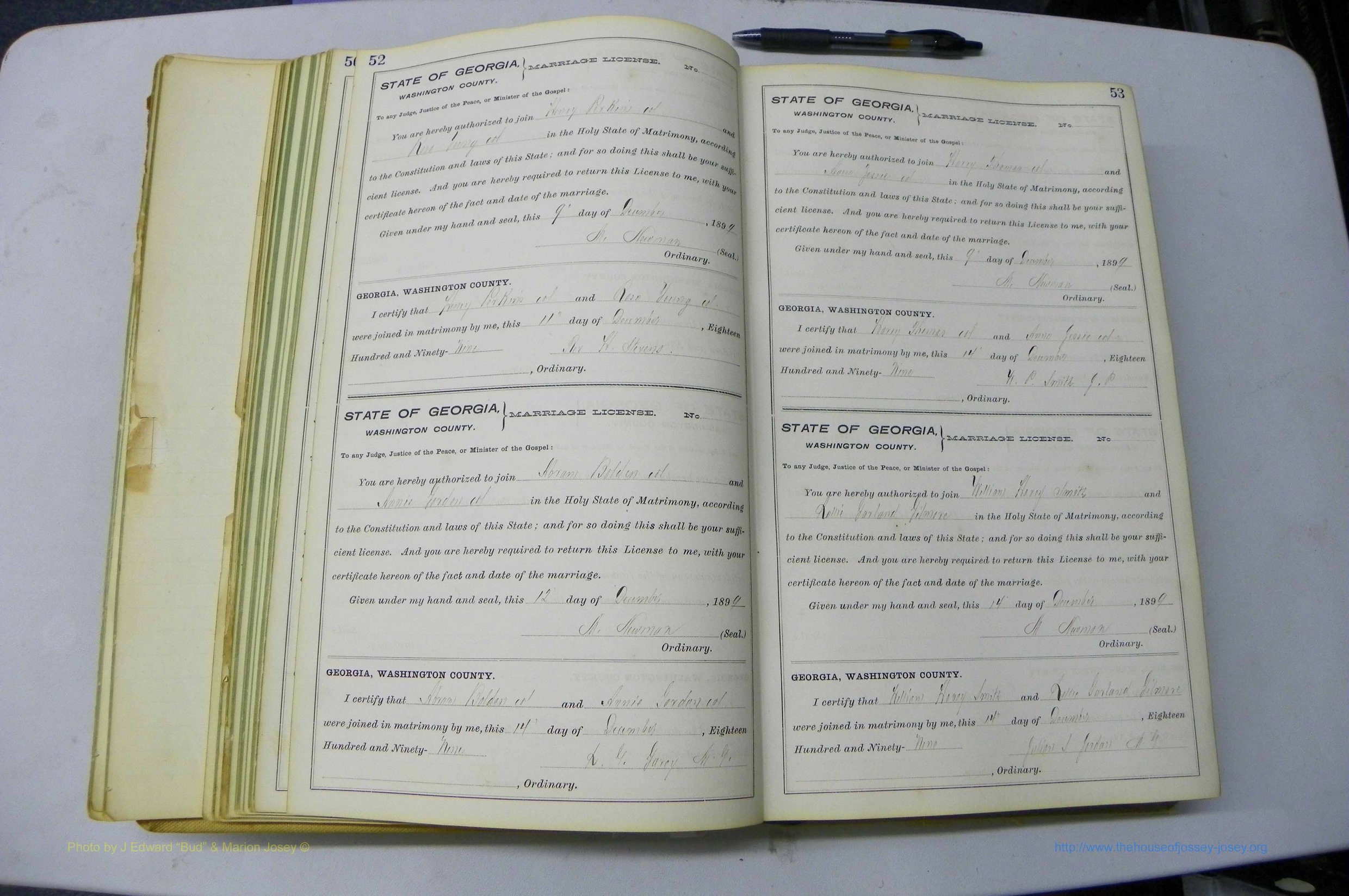 Was GA, Marriages Book I, 1899 - 1903, P 052-053.JPG