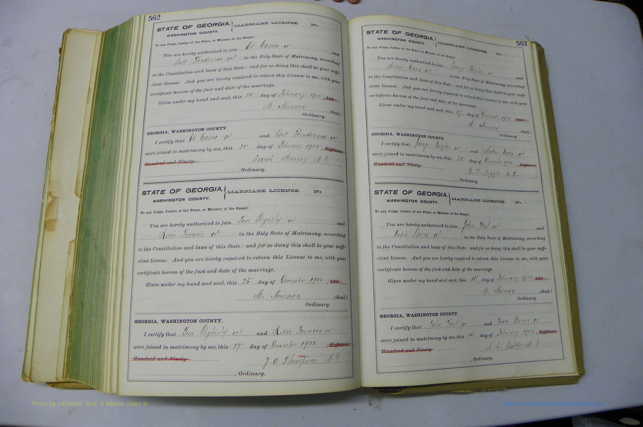 Was GA, Marriages Book I, 1899 - 1903, P 562-563.JPG