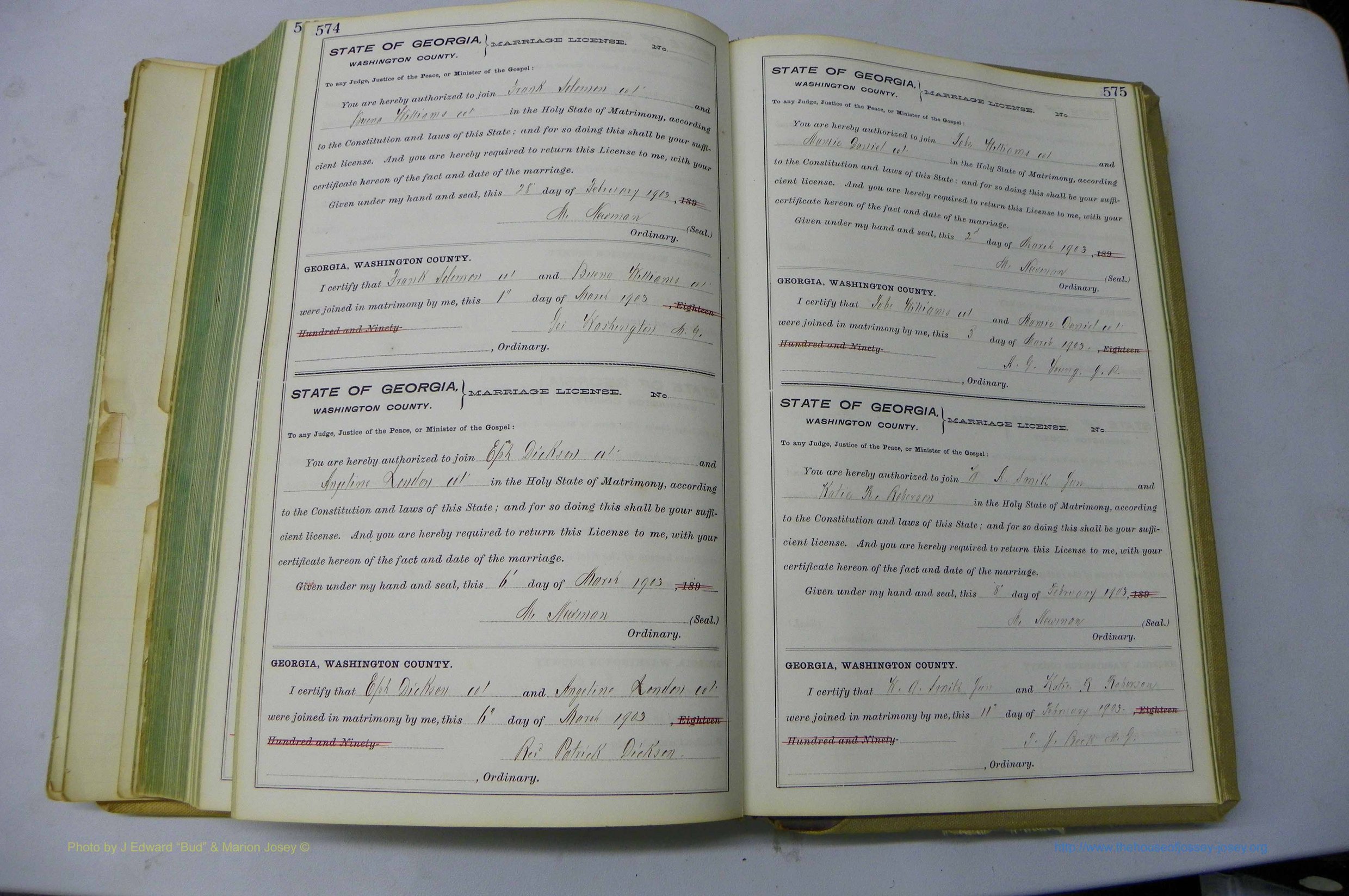 Was GA, Marriages Book I, 1899 - 1903, P 574-575.JPG