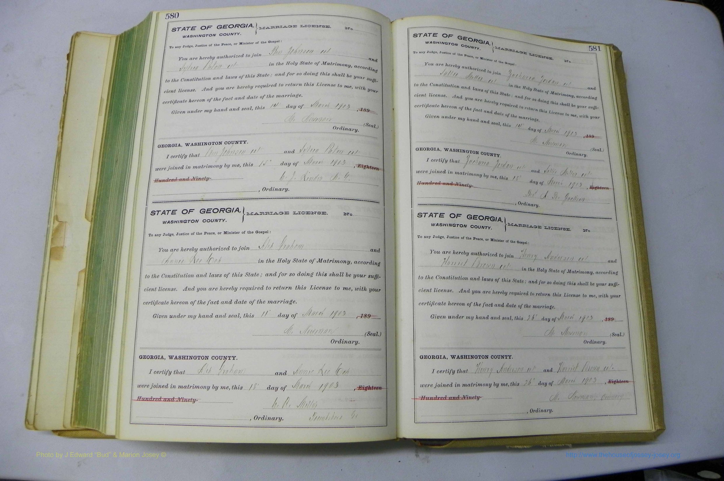 Was GA, Marriages Book I, 1899 - 1903, P 580-581.JPG