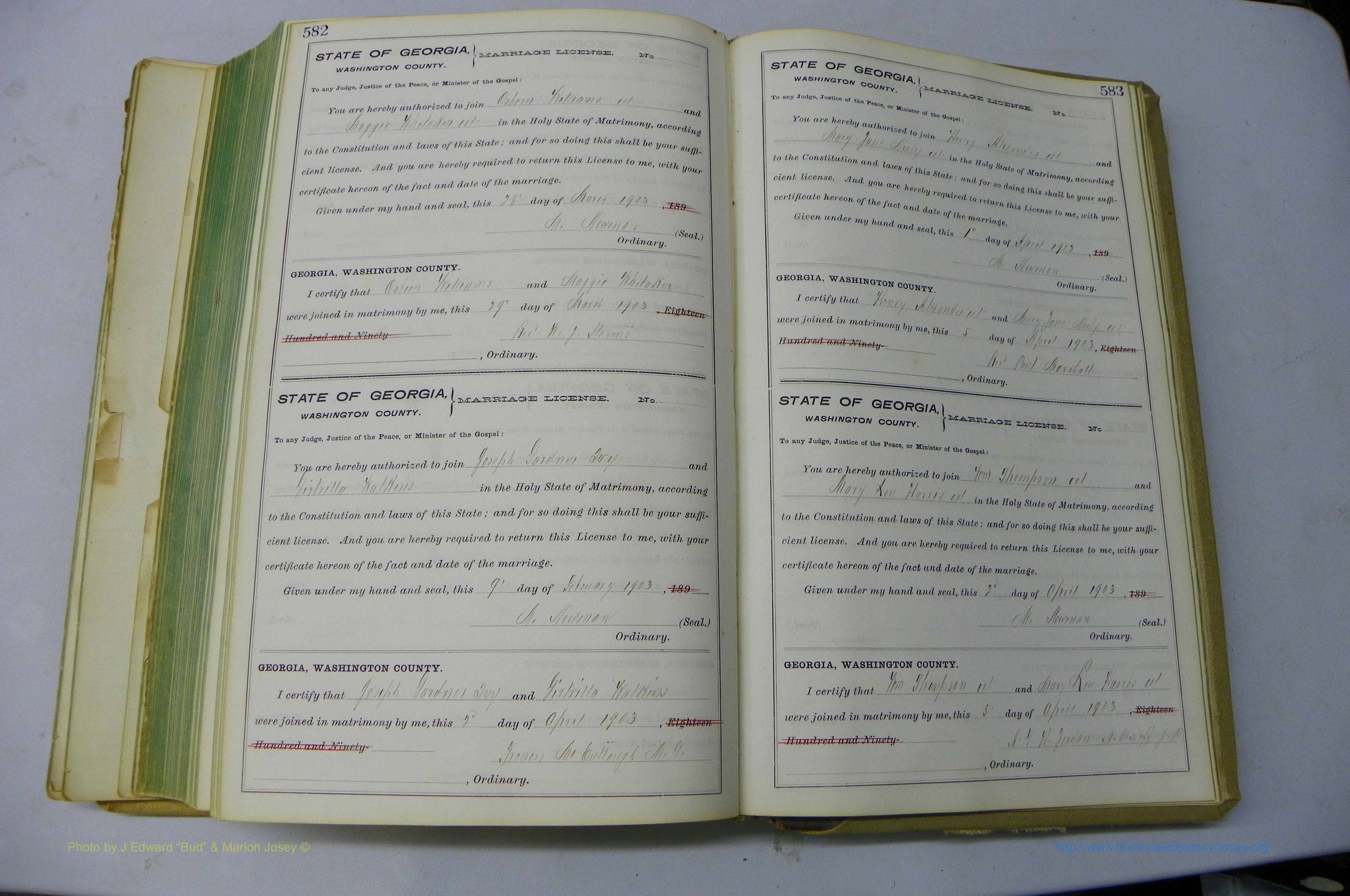 Was GA, Marriages Book I, 1899 - 1903, P 582-583.JPG