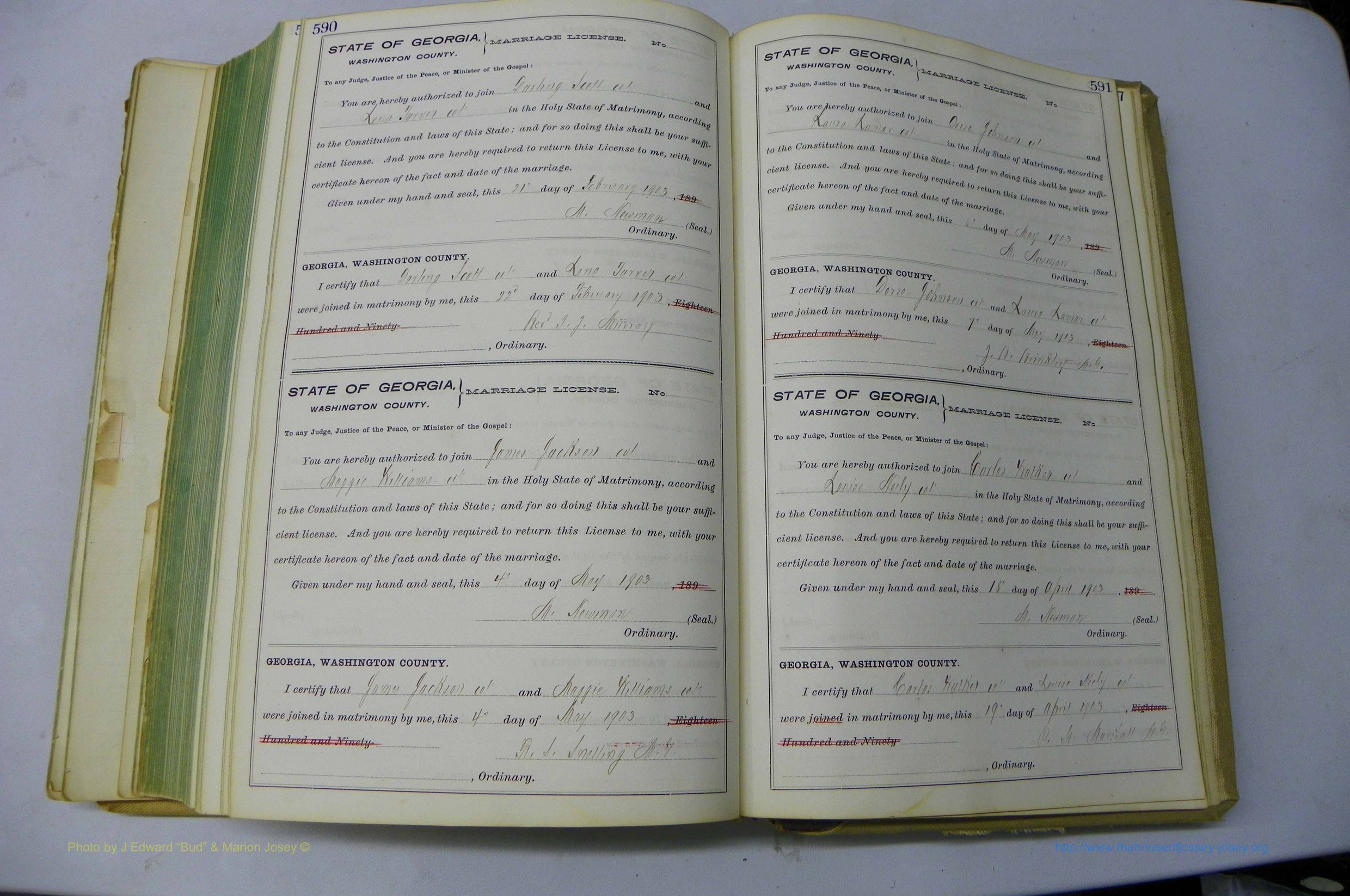 Was GA, Marriages Book I, 1899 - 1903, P 590-591.JPG