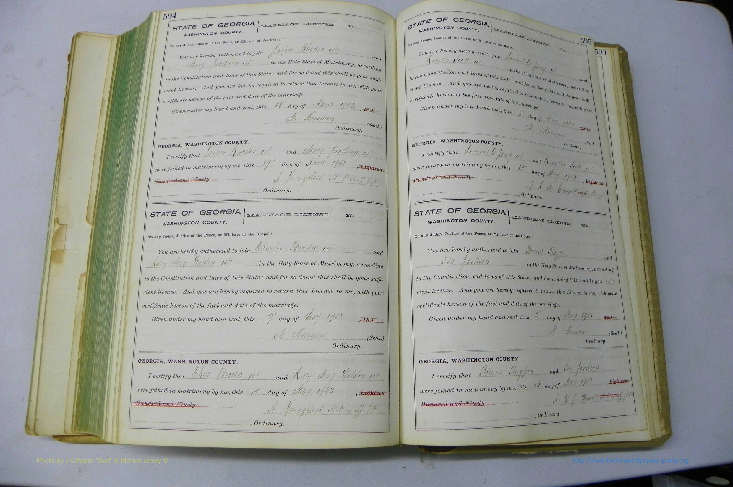 Was GA, Marriages Book I, 1899 - 1903, P 594-595.JPG