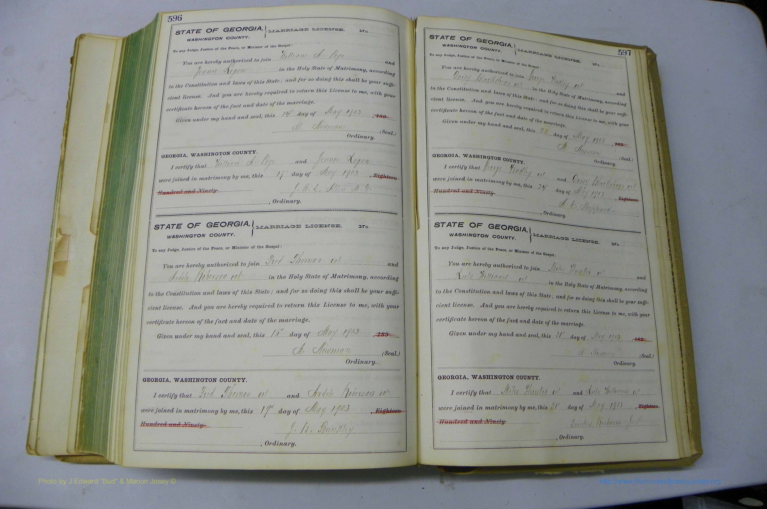 Was GA, Marriages Book I, 1899 - 1903, P 596-597.JPG