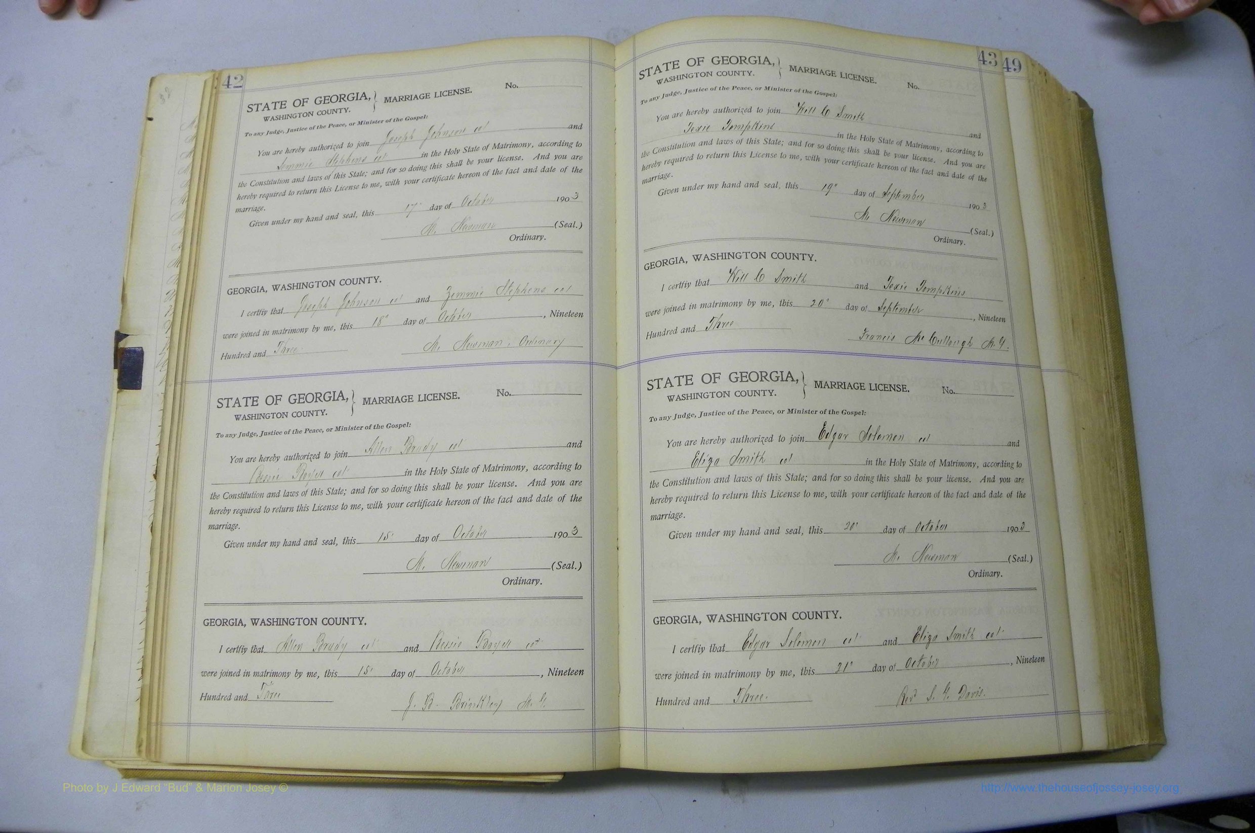 Was GA, Marriages Book J, 1903 - 1906, P 042-043.JPG