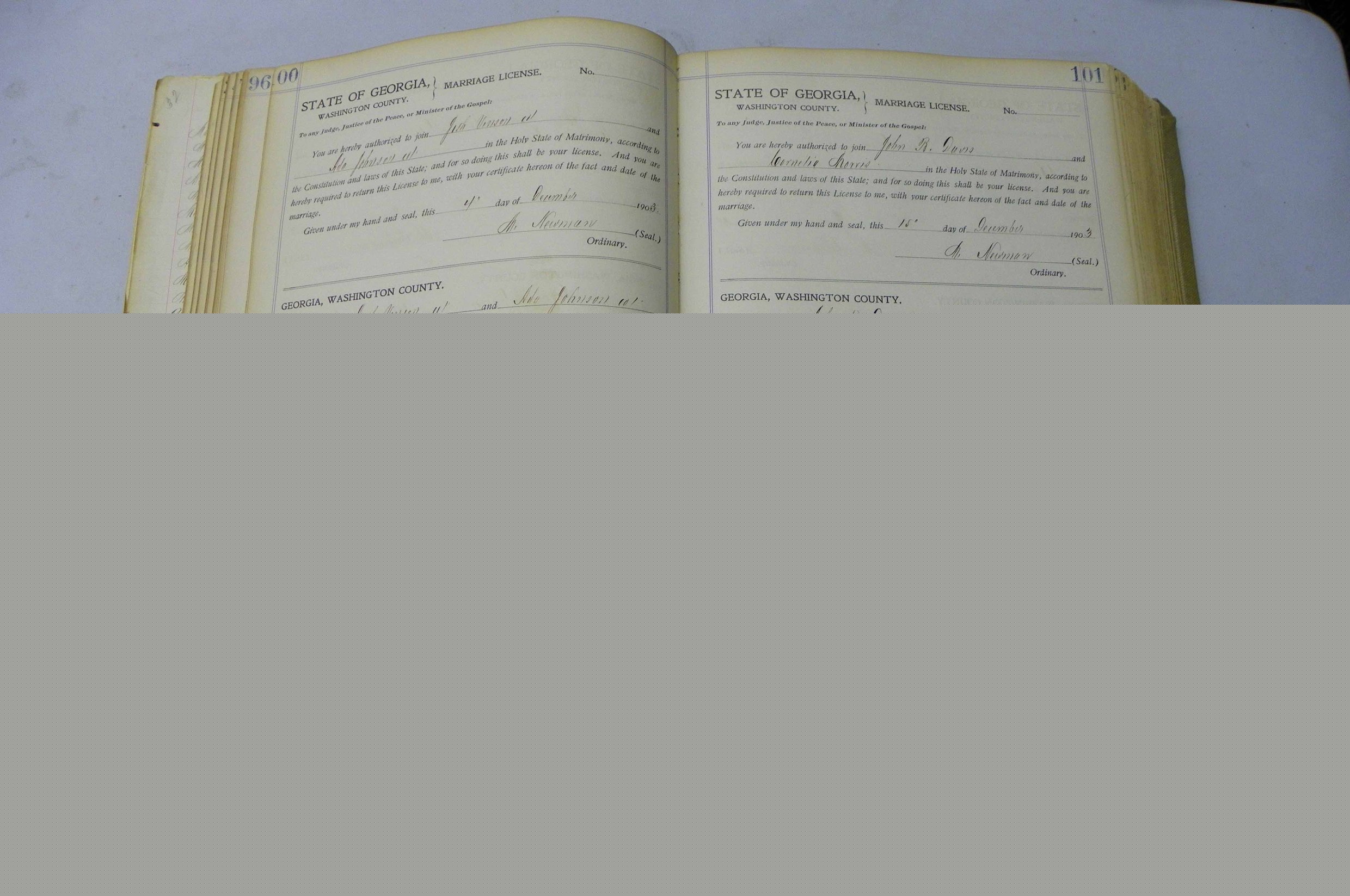 Was GA, Marriages Book J, 1903 - 1906, P 100-101.JPG