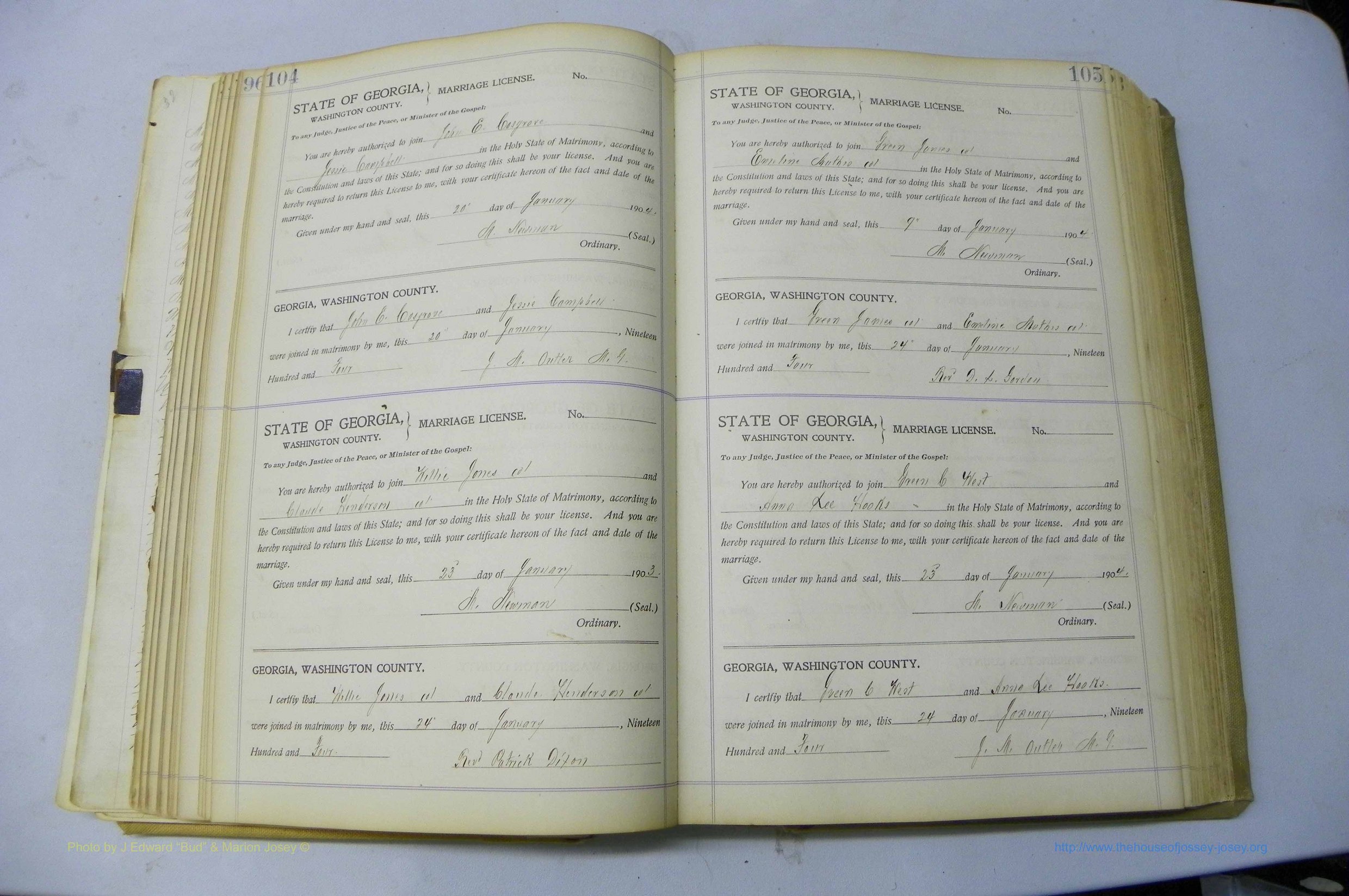 Was GA, Marriages Book J, 1903 - 1906, P 104-105.JPG
