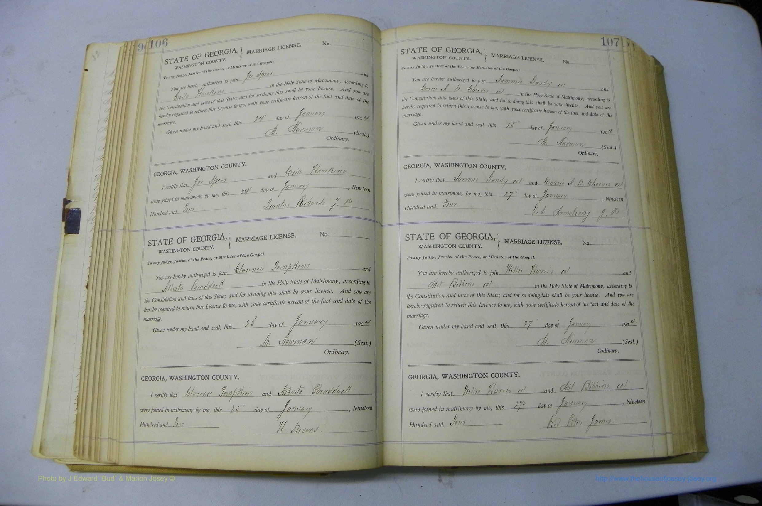 Was GA, Marriages Book J, 1903 - 1906, P 106-107.JPG