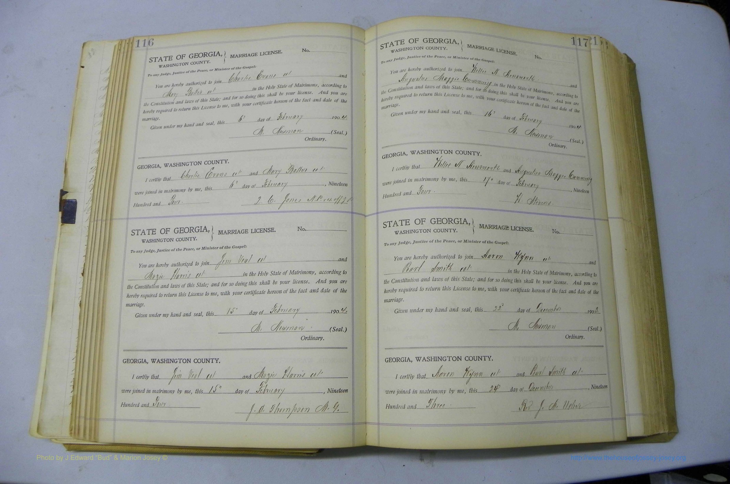 Was GA, Marriages Book J, 1903 - 1906, P 116-117.JPG