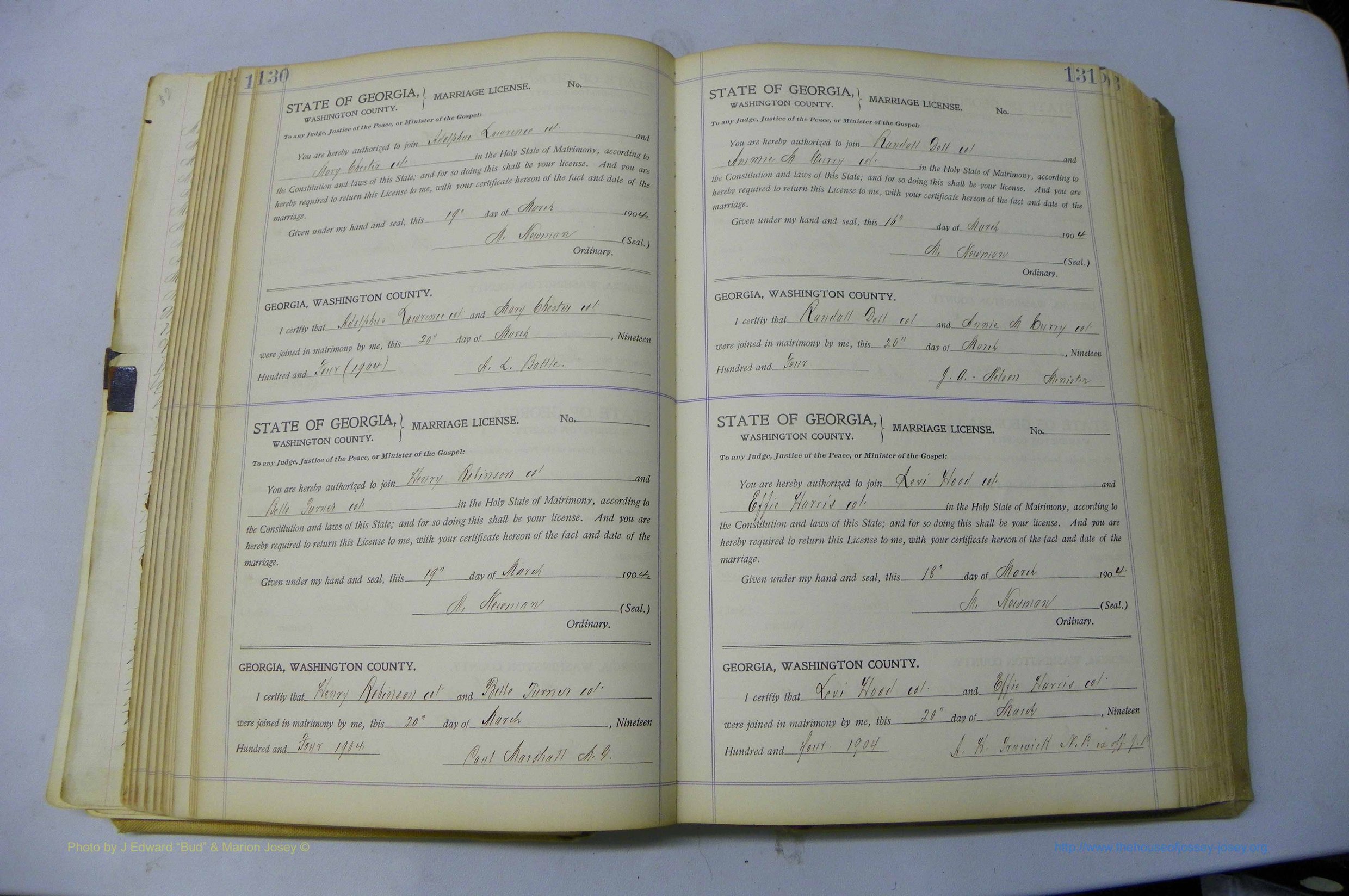 Was GA, Marriages Book J, 1903 - 1906, P 130-131.JPG