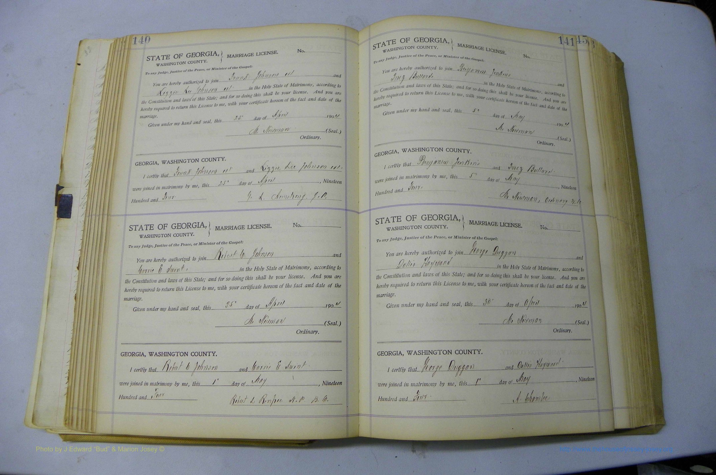 Was GA, Marriages Book J, 1903 - 1906, P 140-141.JPG