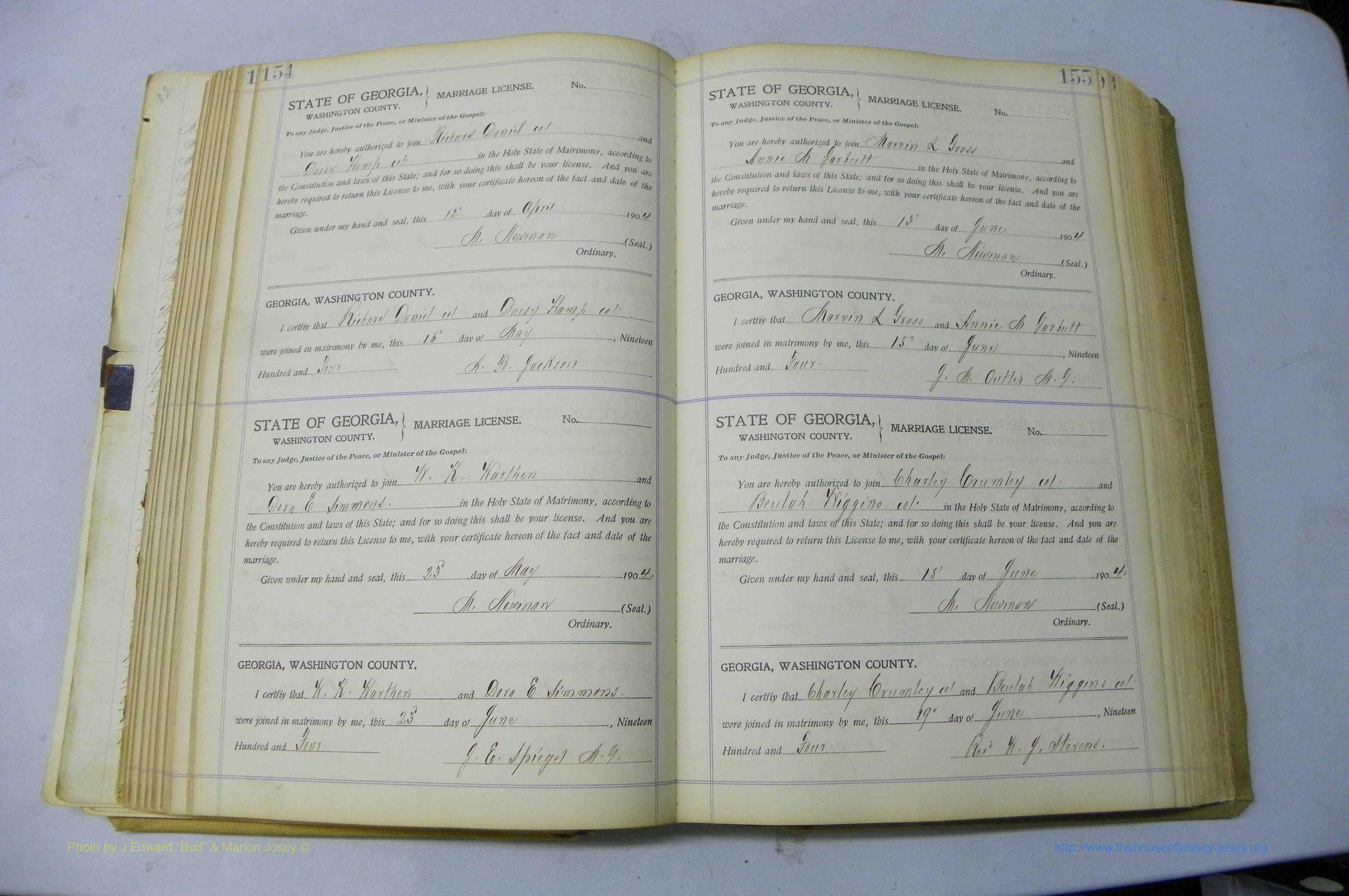 Was GA, Marriages Book J, 1903 - 1906, P 154-155.JPG