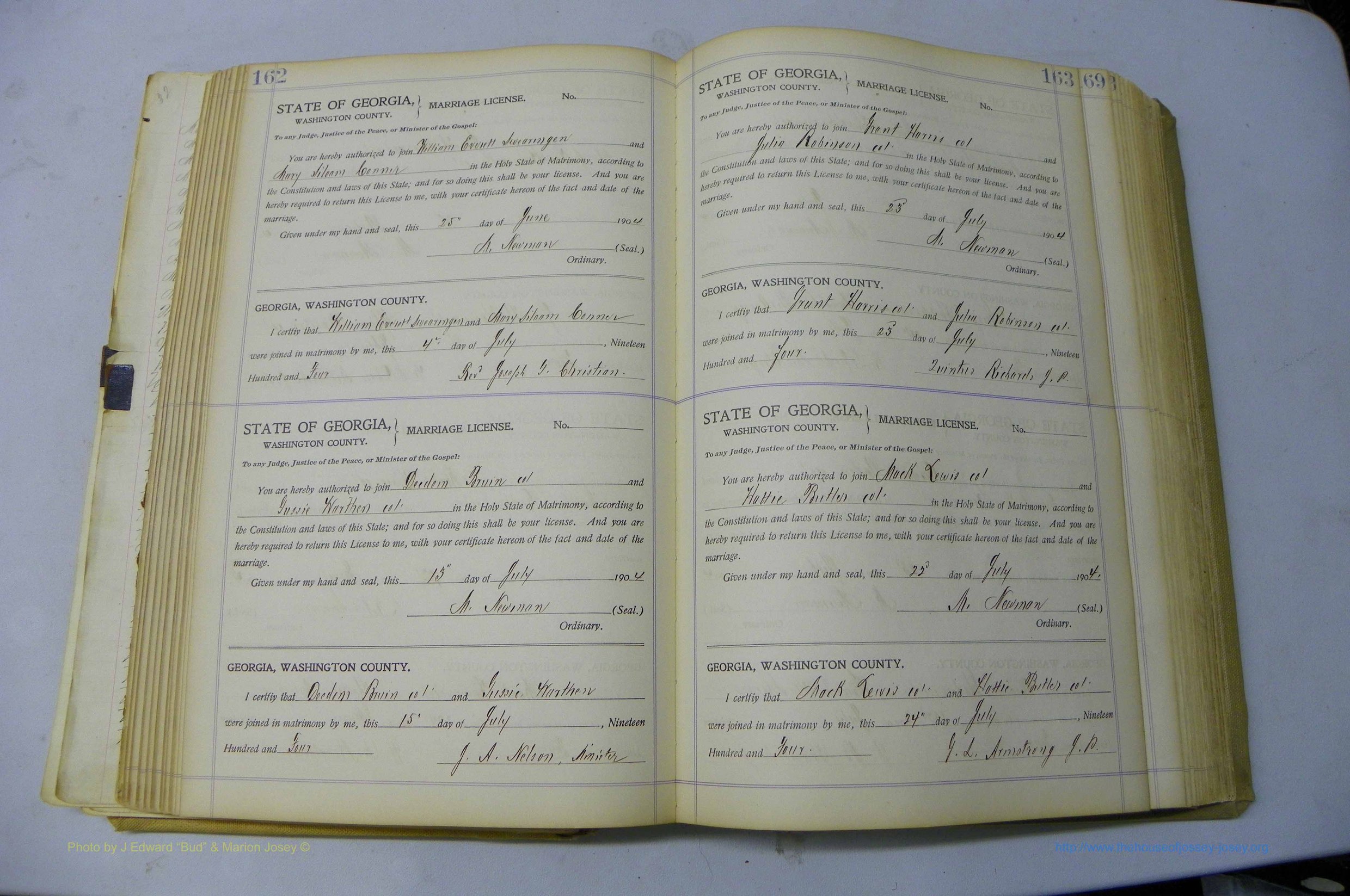 Was GA, Marriages Book J, 1903 - 1906, P 162-163.JPG