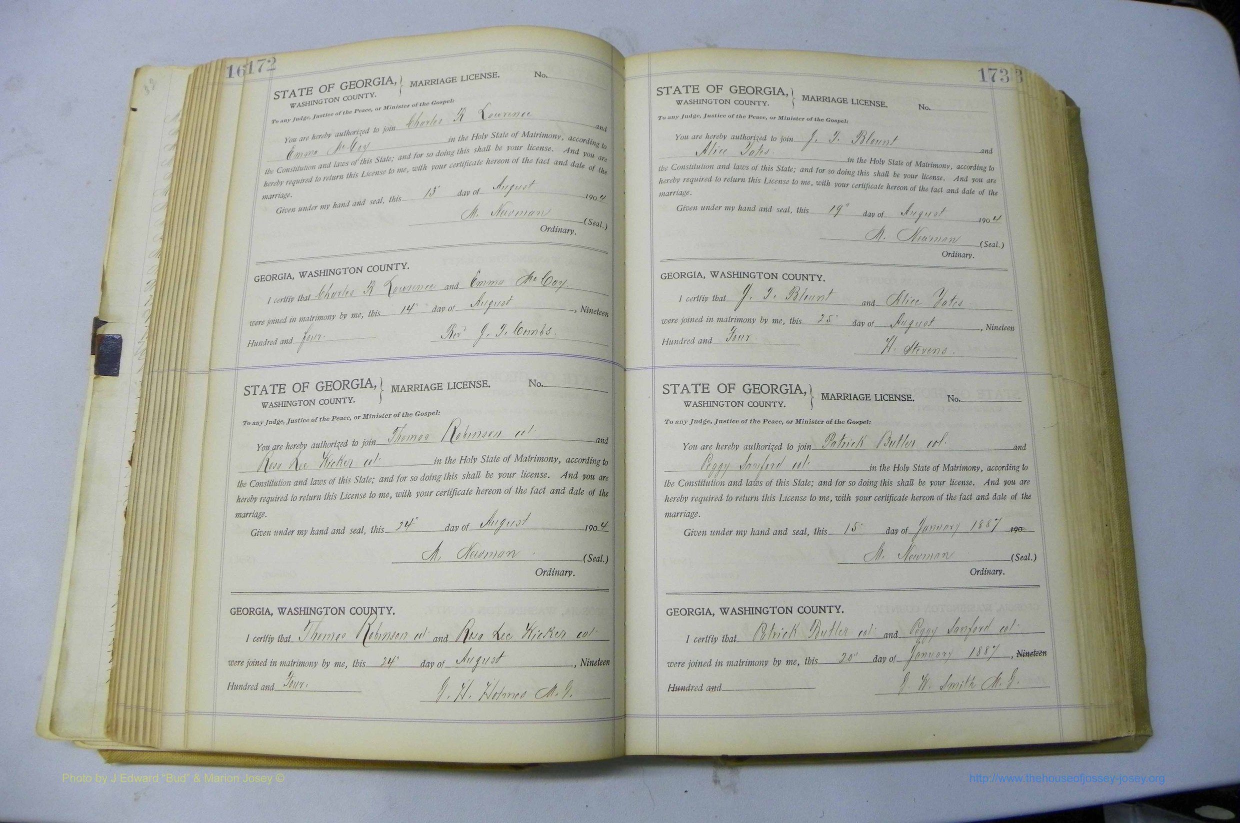 Was GA, Marriages Book J, 1903 - 1906, P 172-173.JPG