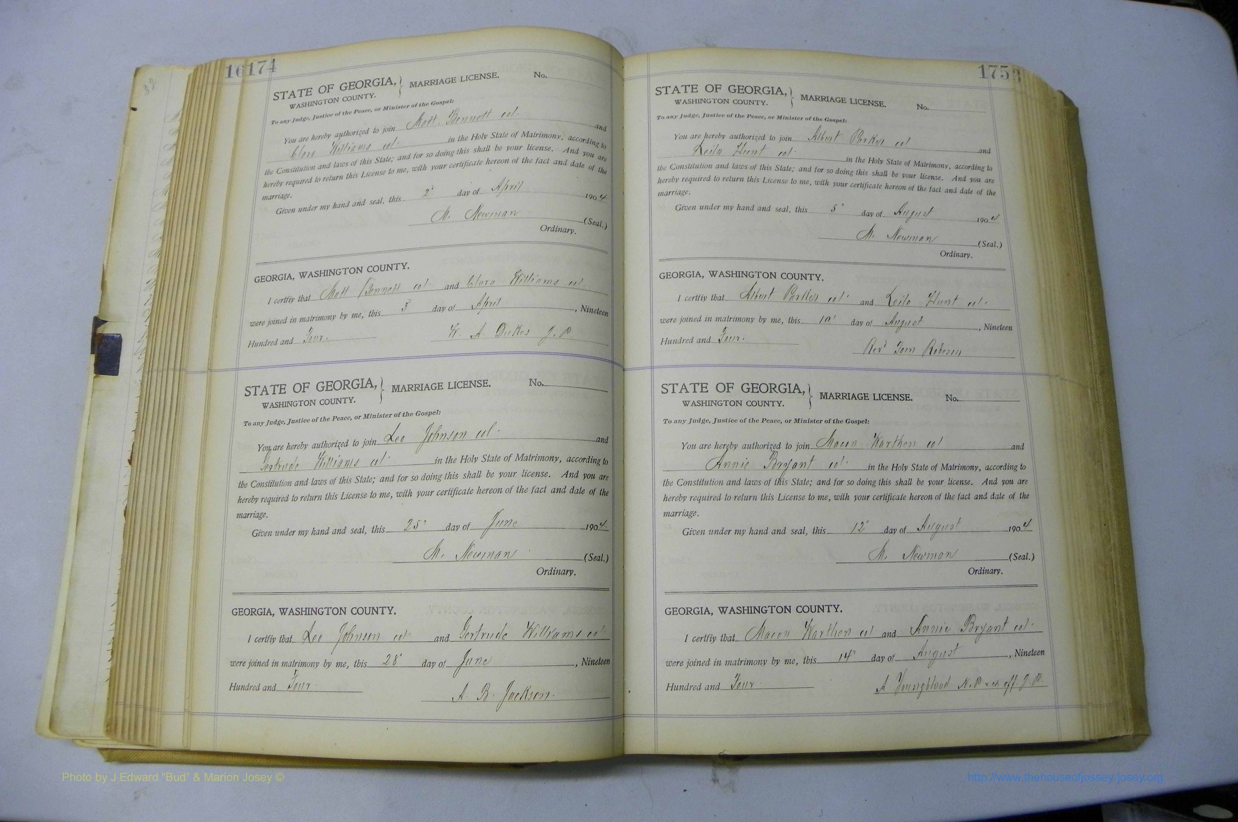 Was GA, Marriages Book J, 1903 - 1906, P 174-175.JPG