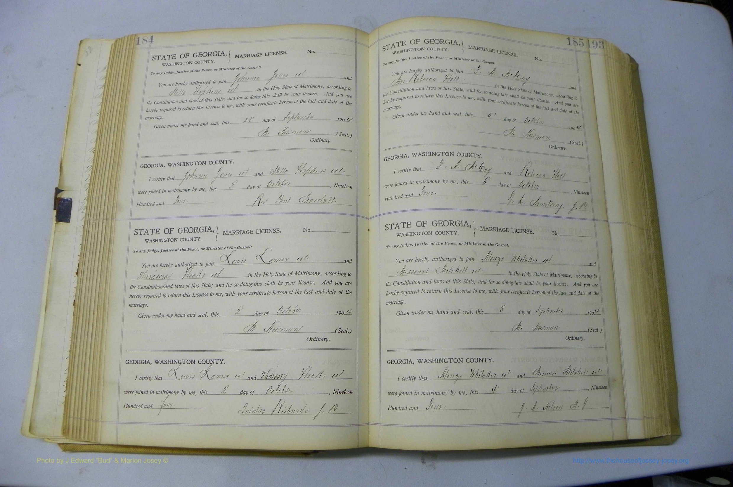 Was GA, Marriages Book J, 1903 - 1906, P 184-185.JPG