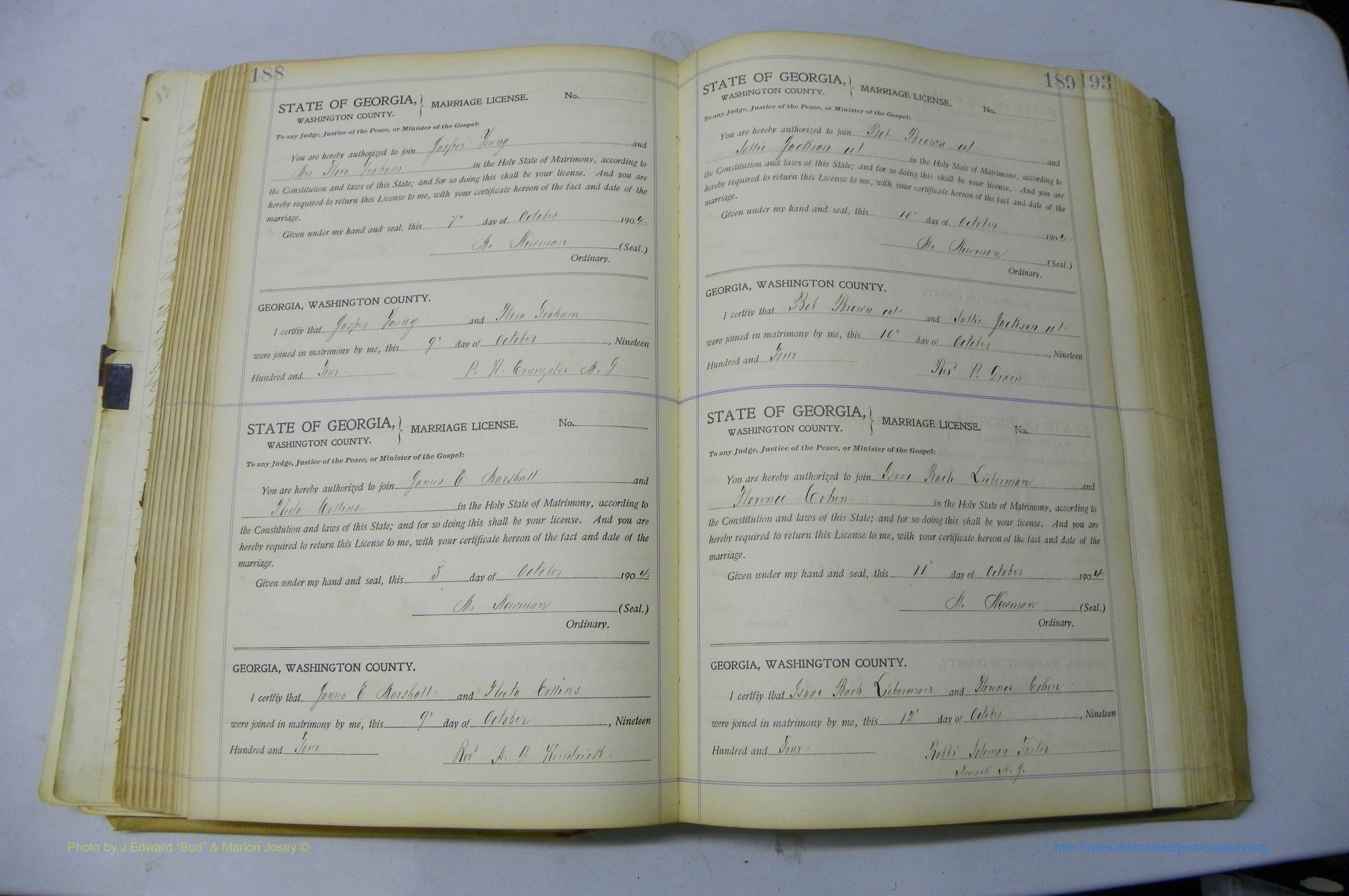 Was GA, Marriages Book J, 1903 - 1906, P 188-189.JPG