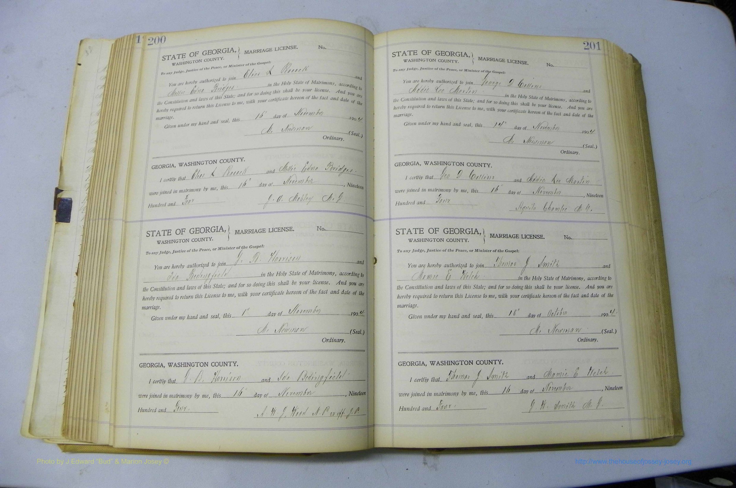 Was GA, Marriages Book J, 1903 - 1906, P 200-201.JPG