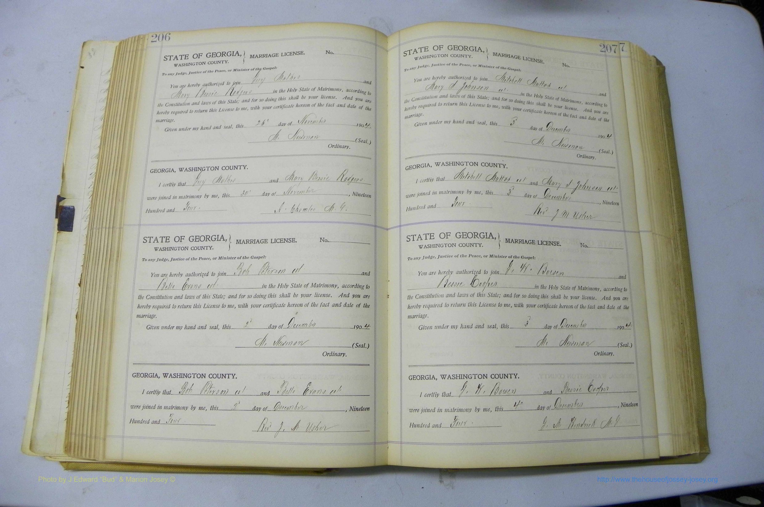 Was GA, Marriages Book J, 1903 - 1906, P 206-207.JPG