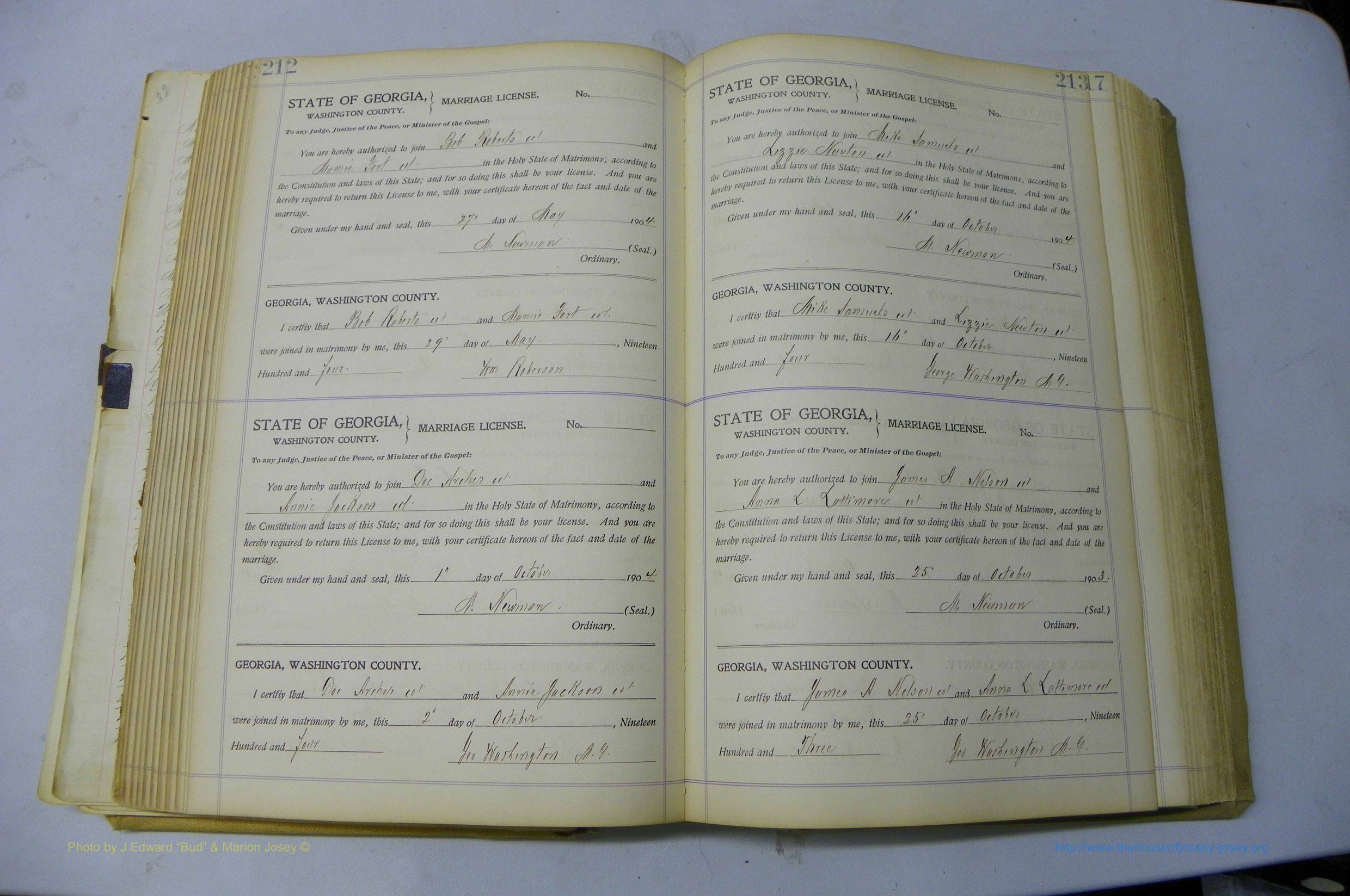 Was GA, Marriages Book J, 1903 - 1906, P 212-213.JPG
