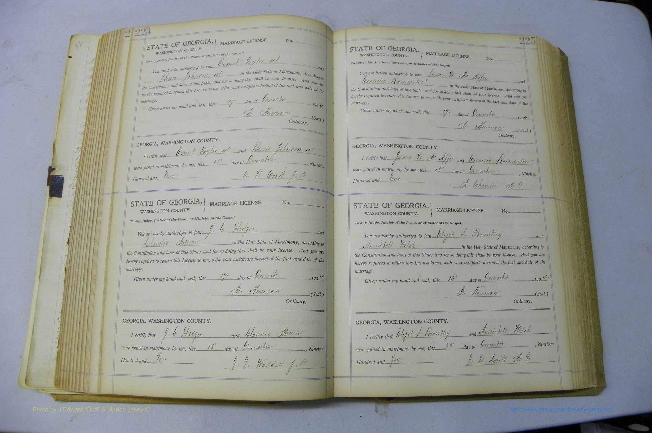 Was GA, Marriages Book J, 1903 - 1906, P 224-225.JPG