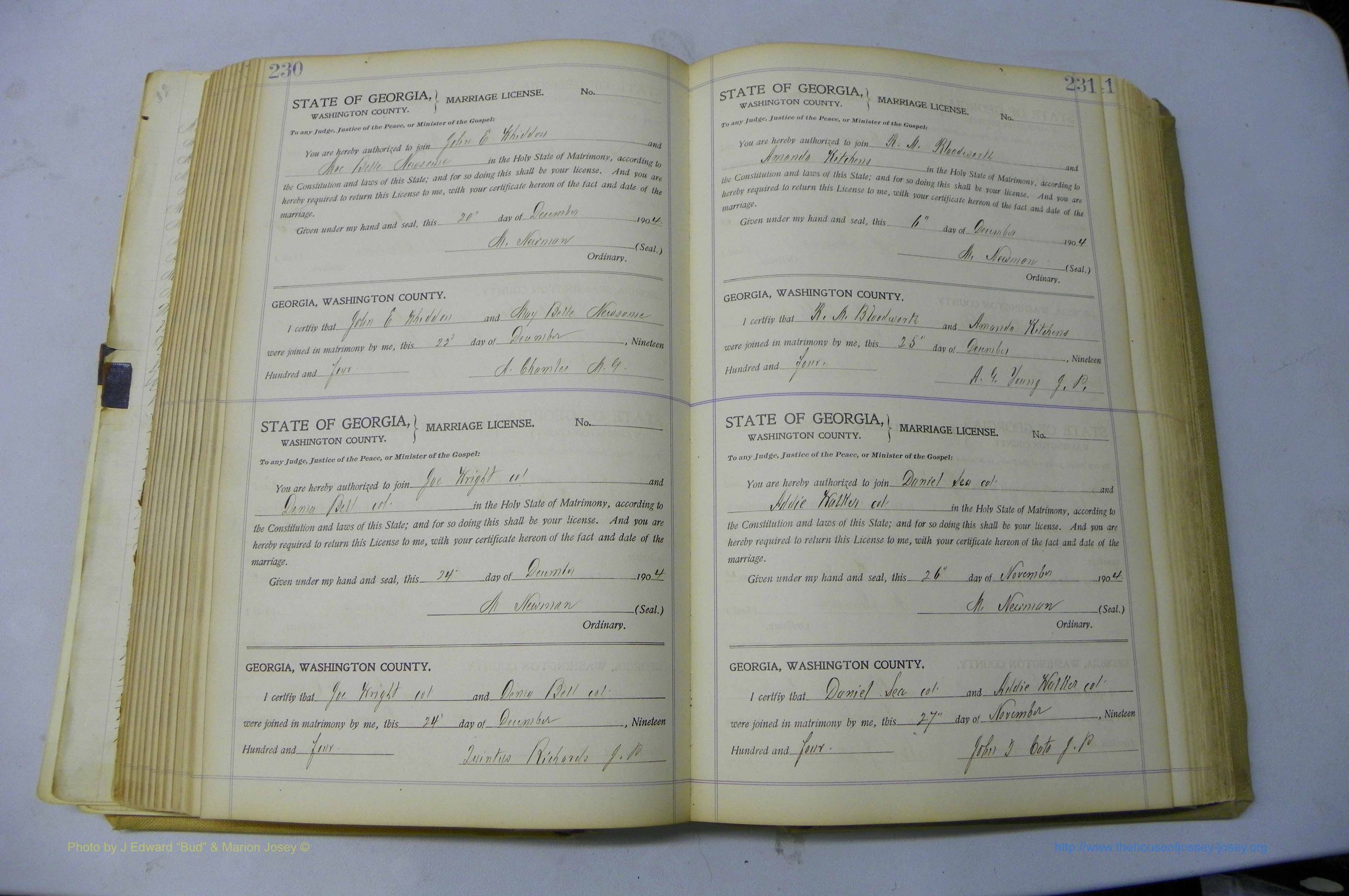 Was GA, Marriages Book J, 1903 - 1906, P 230-231.JPG