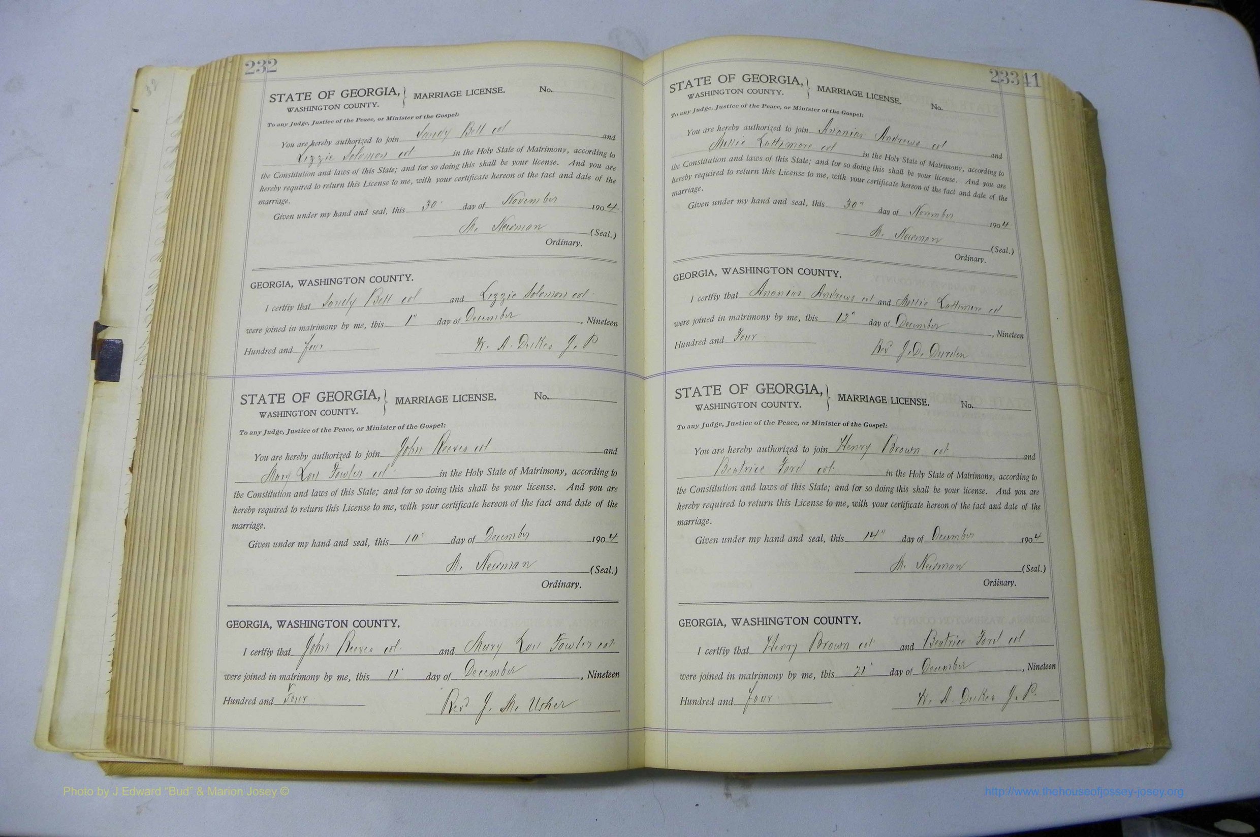 Was GA, Marriages Book J, 1903 - 1906, P 232-233.JPG