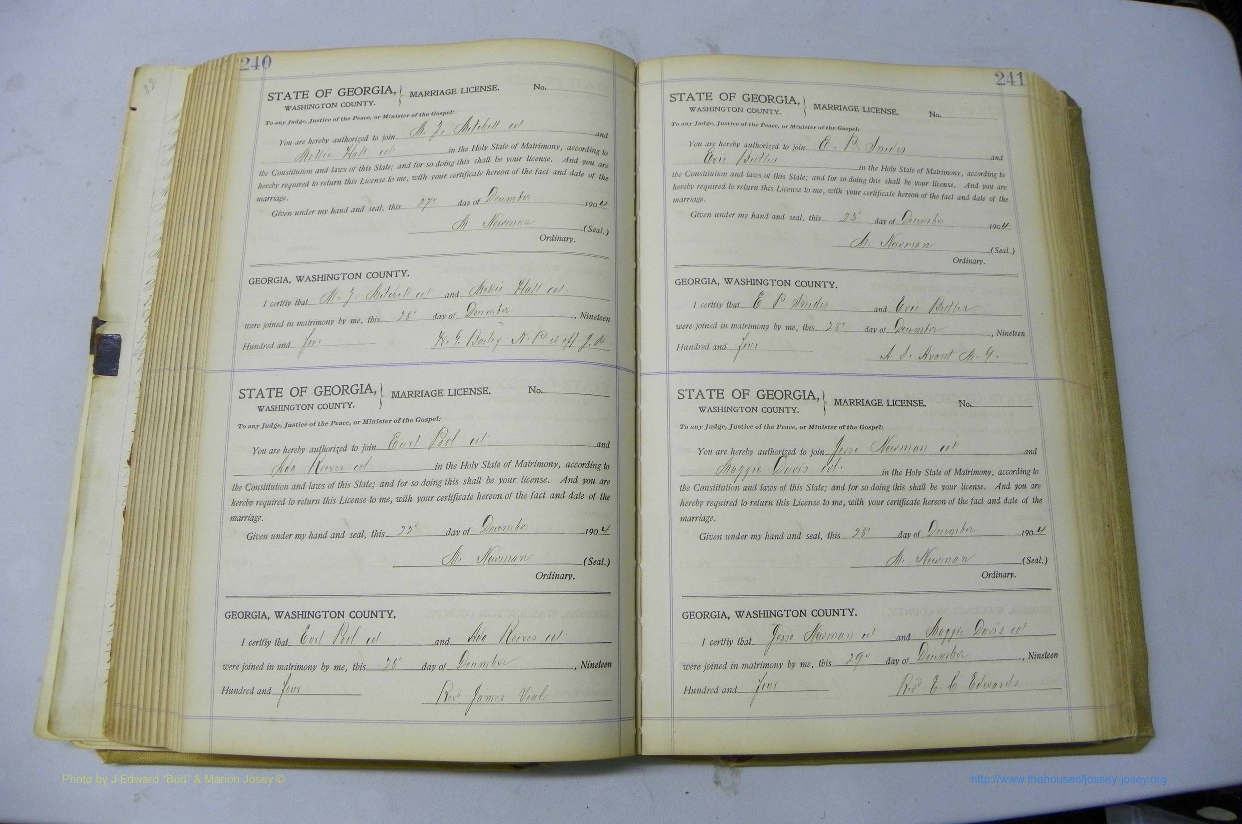 Was GA, Marriages Book J, 1903 - 1906, P 240-241.JPG