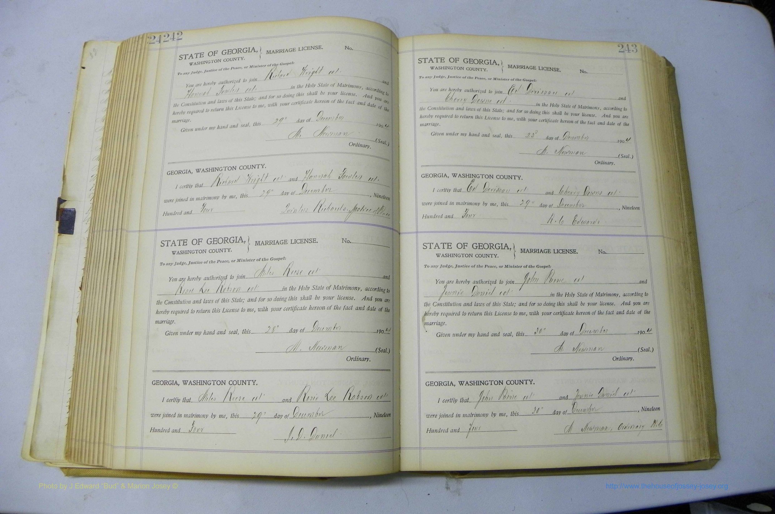 Was GA, Marriages Book J, 1903 - 1906, P 242-243.JPG