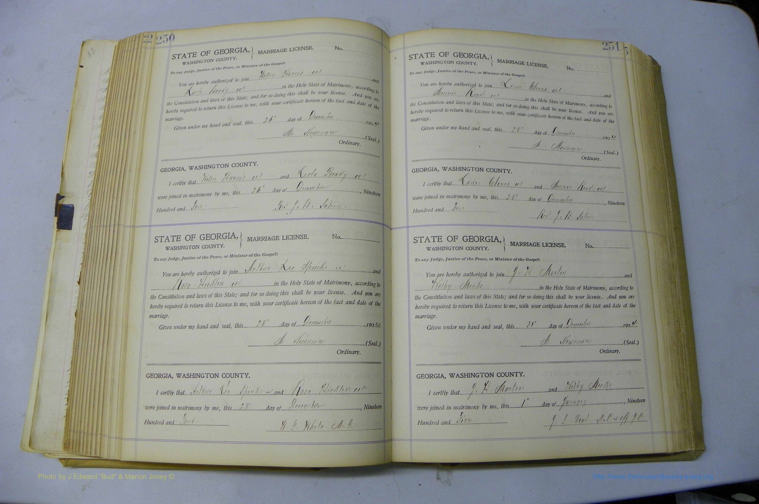 Was GA, Marriages Book J, 1903 - 1906, P 250-251.JPG