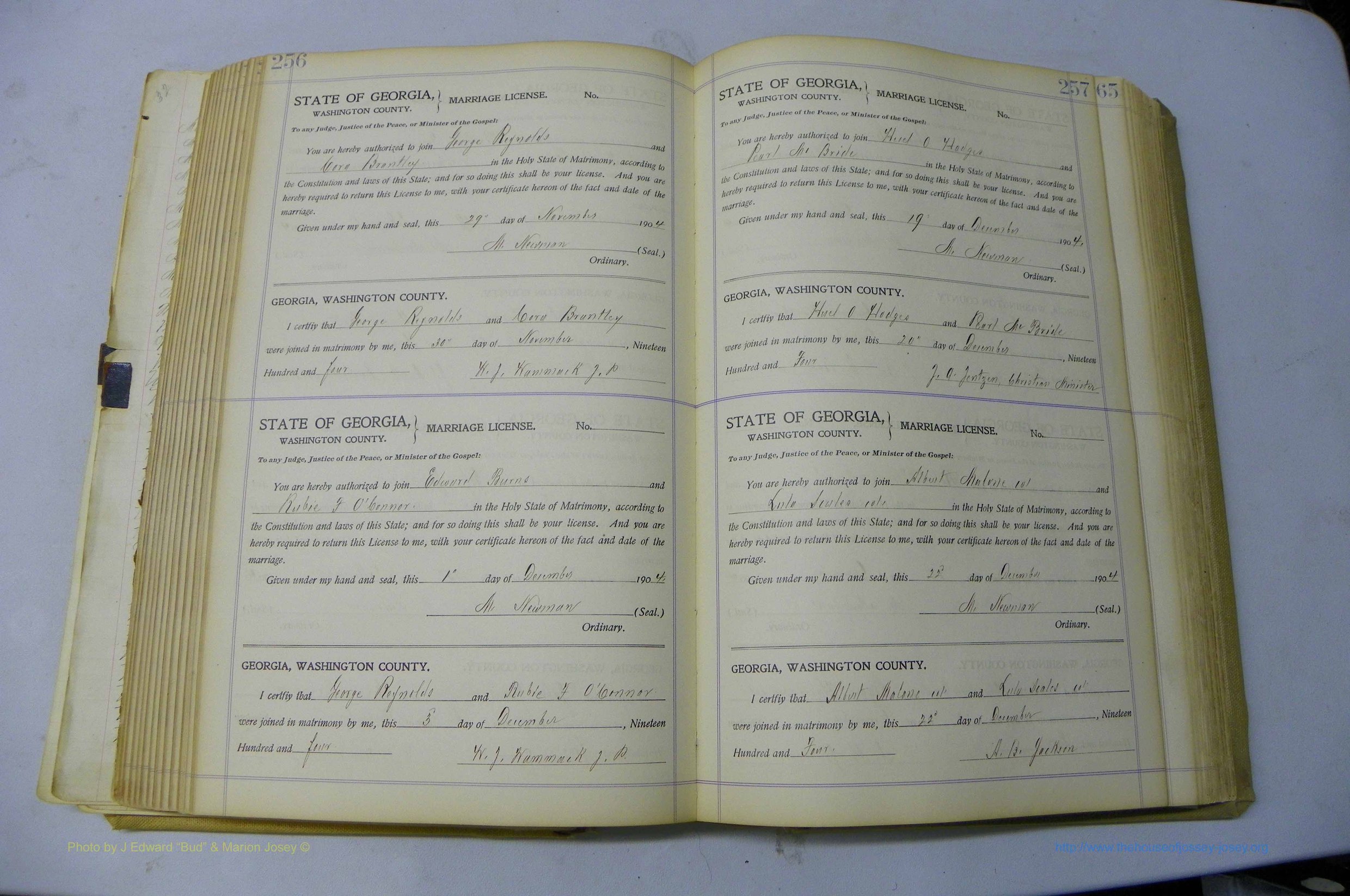 Was GA, Marriages Book J, 1903 - 1906, P 256-257.JPG