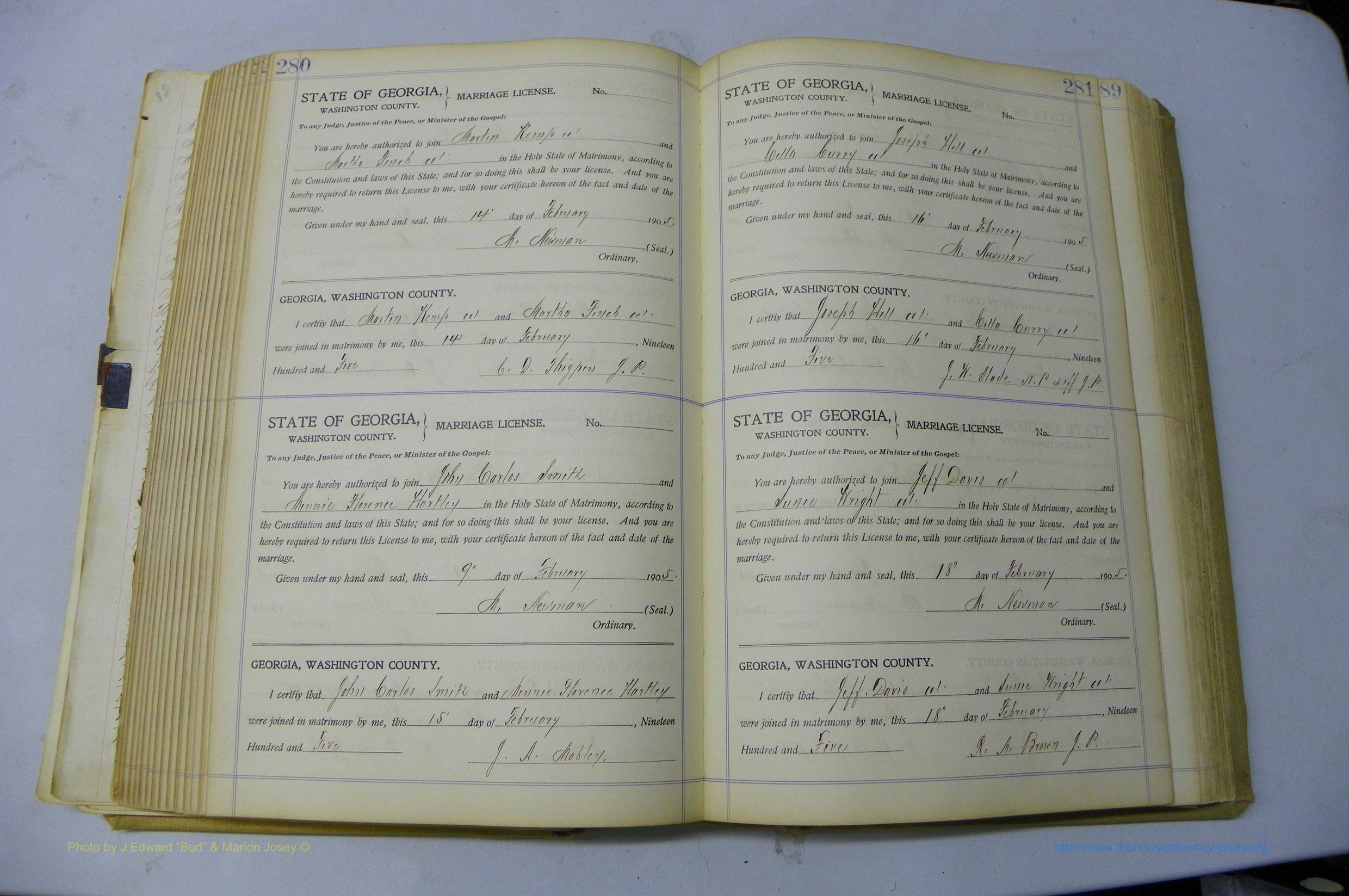 Was GA, Marriages Book J, 1903 - 1906, P 280-281.JPG