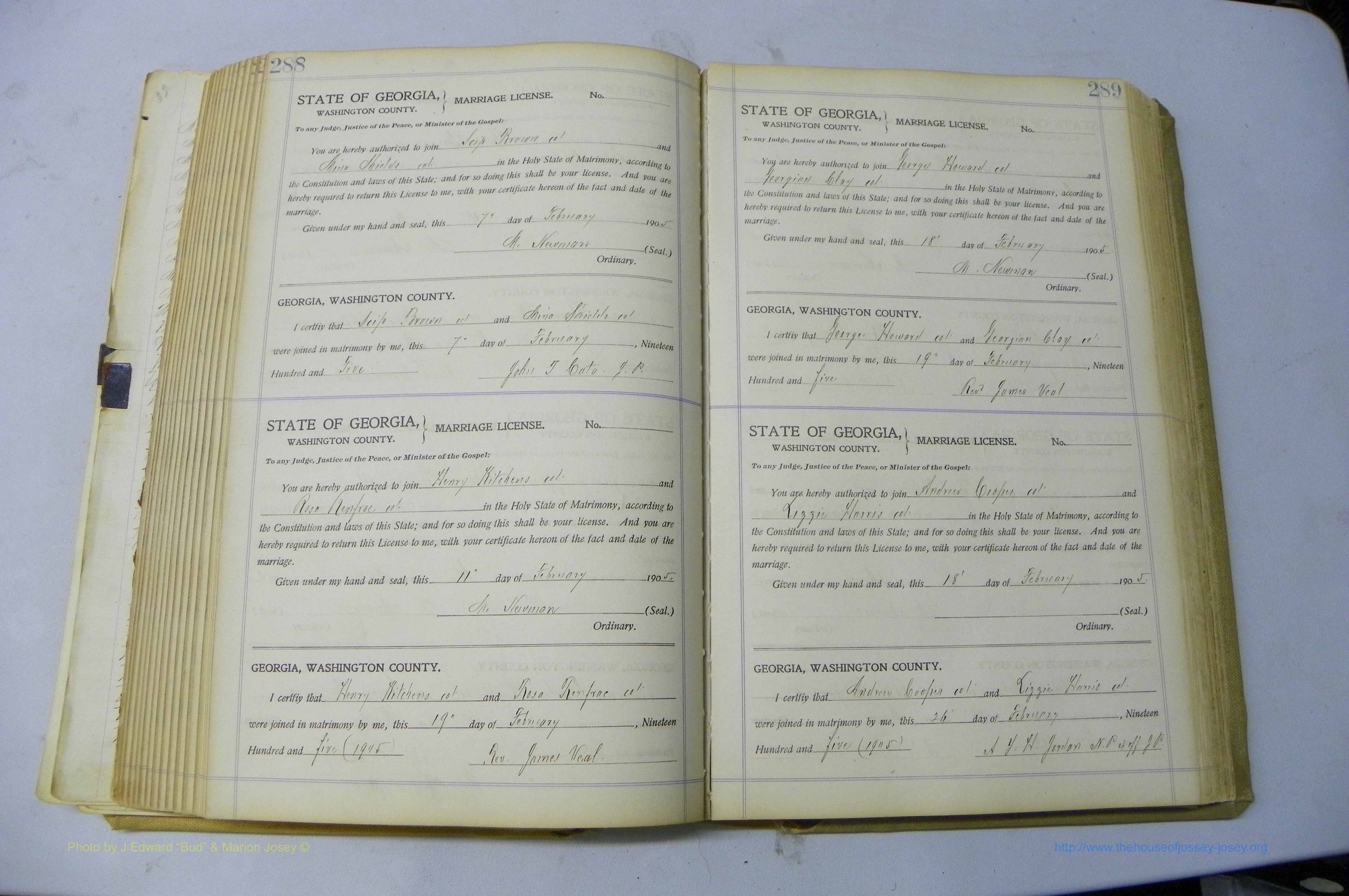Was GA, Marriages Book J, 1903 - 1906, P 288-289.JPG