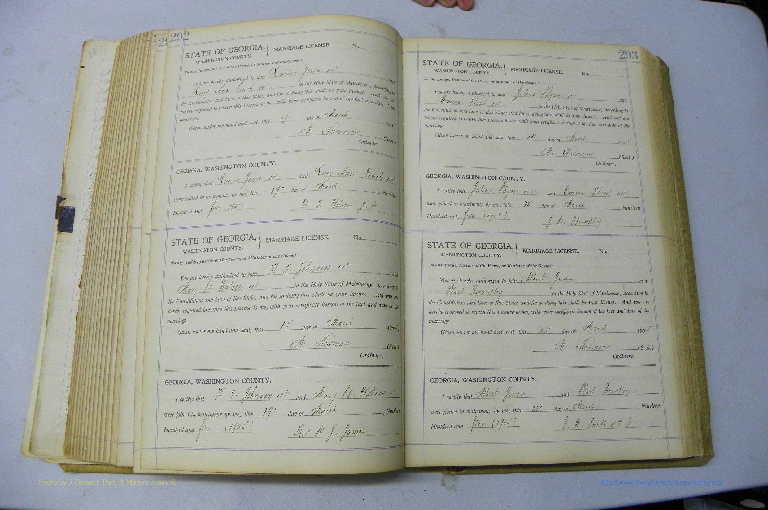 Was GA, Marriages Book J, 1903 - 1906, P 292-293.JPG