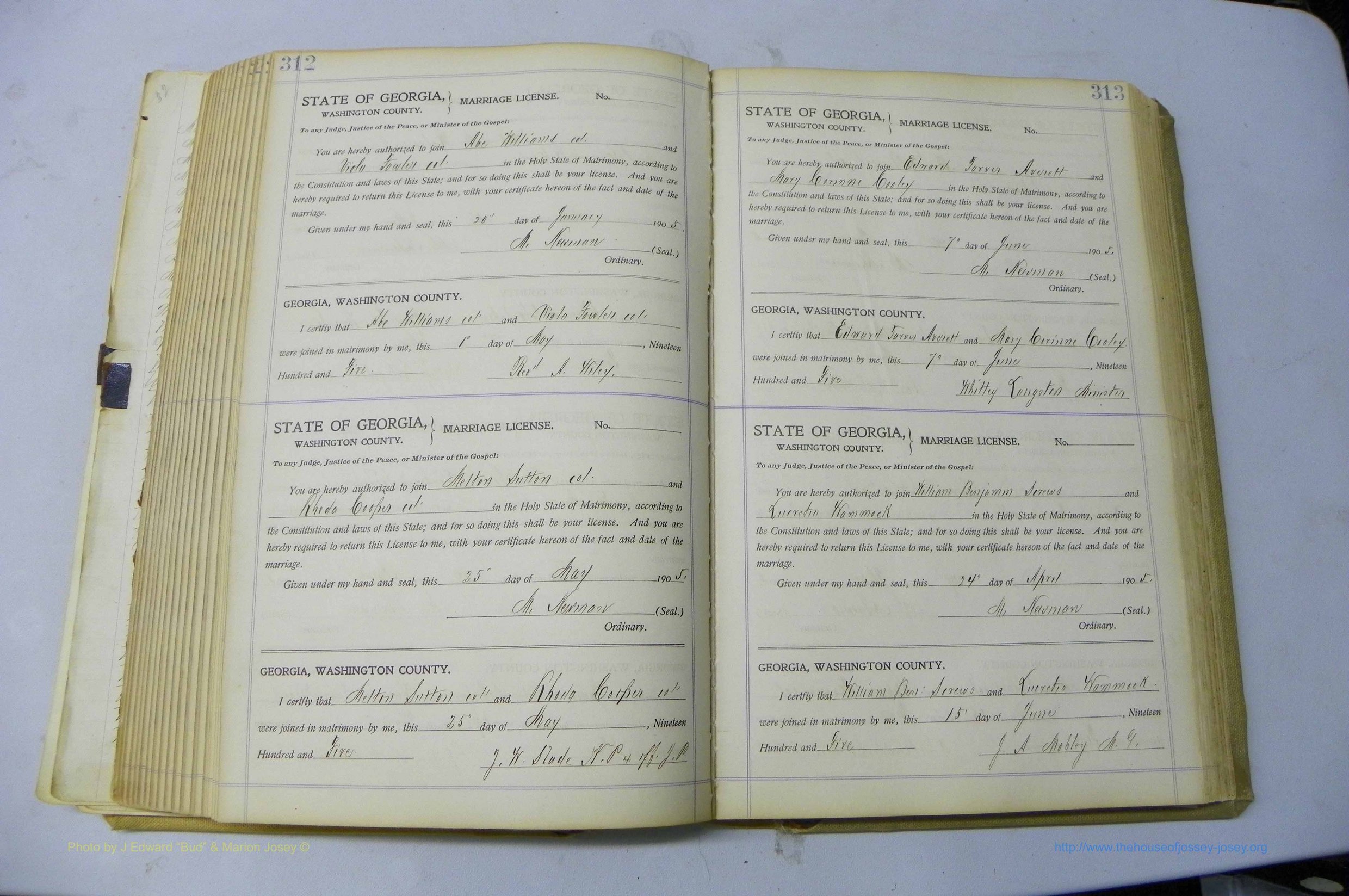Was GA, Marriages Book J, 1903 - 1906, P 312-313.JPG