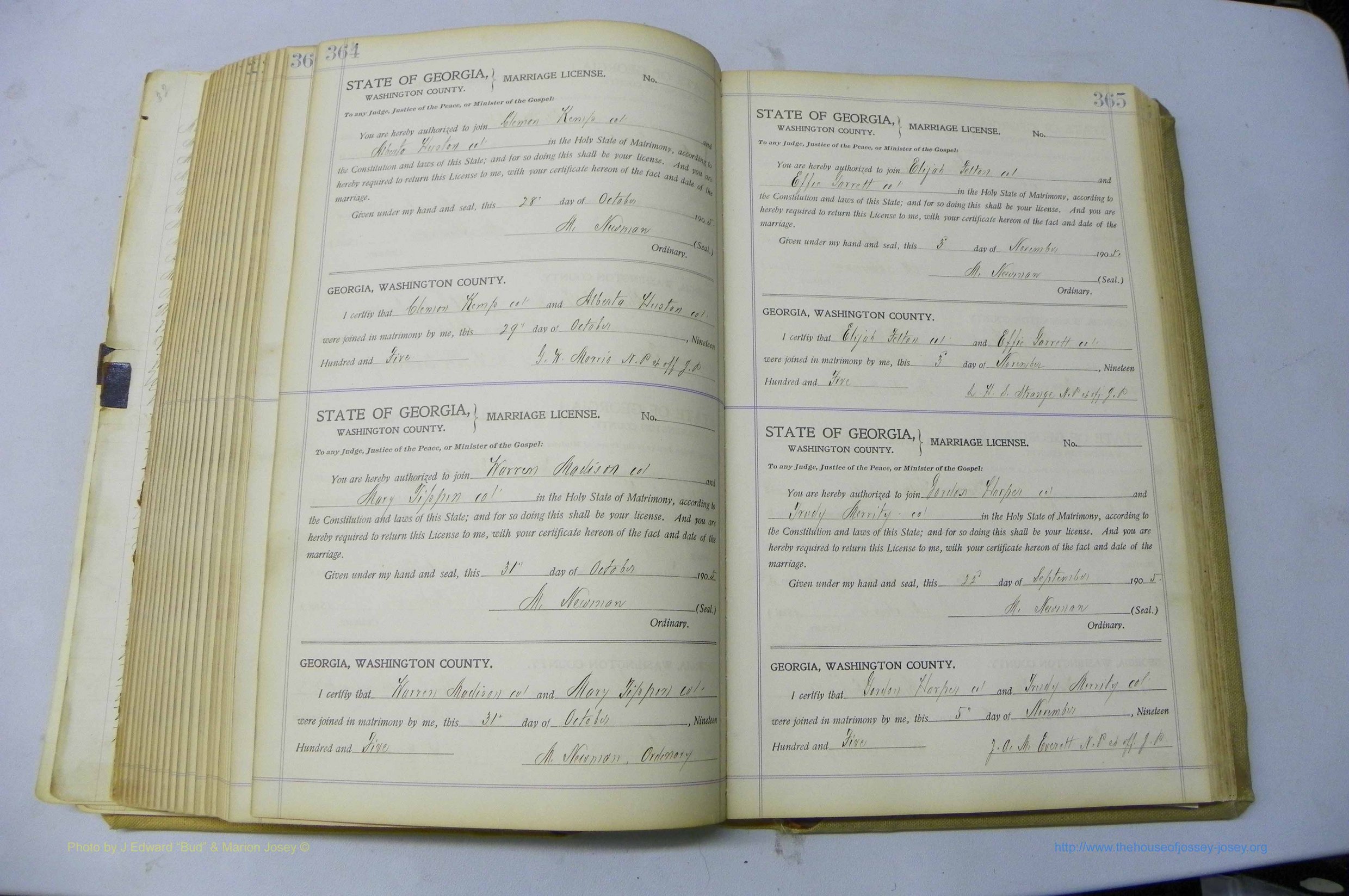 Was GA, Marriages Book J, 1903 - 1906, P 364-365.JPG