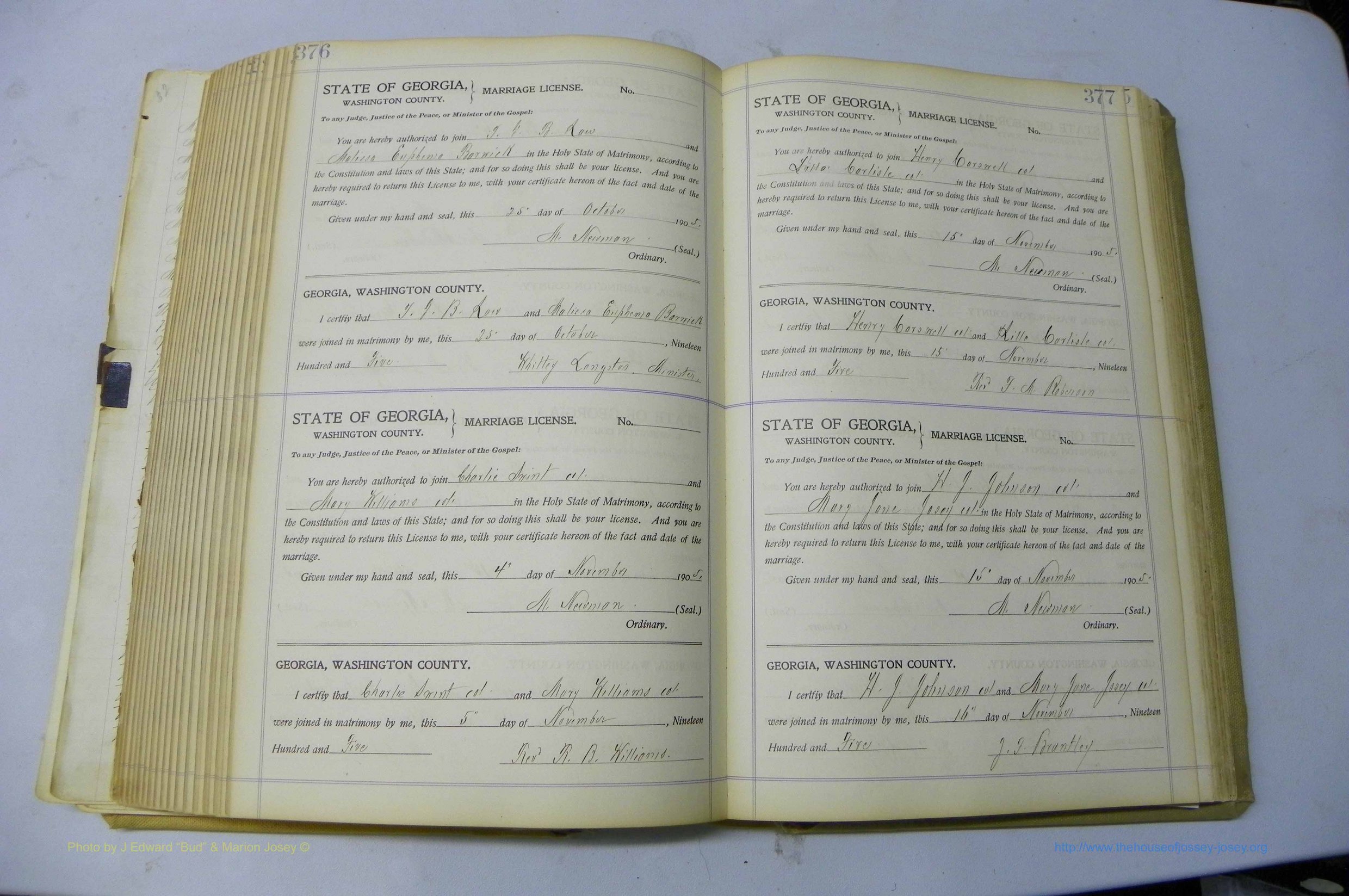 Was GA, Marriages Book J, 1903 - 1906, P 376-377.JPG