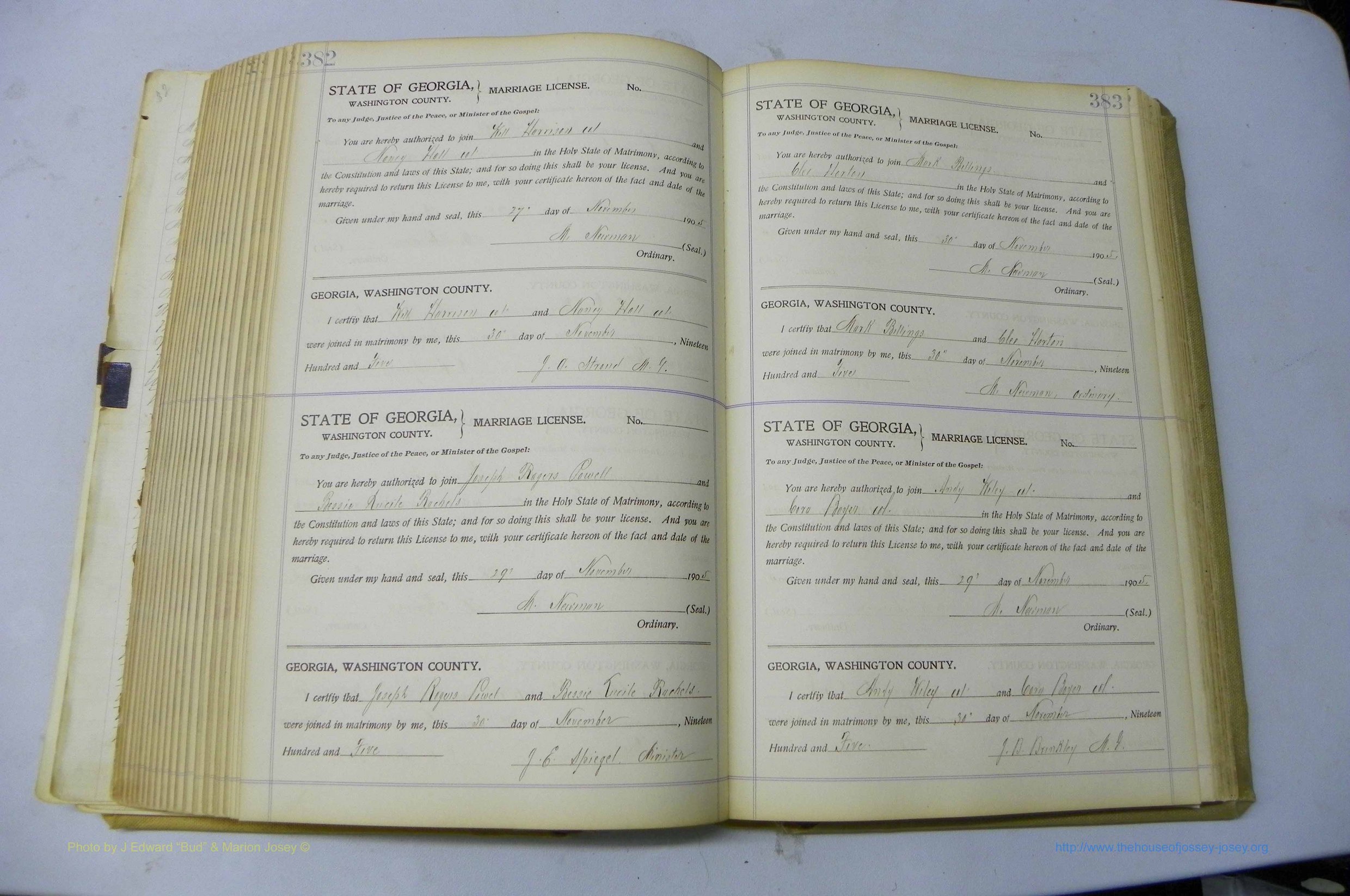 Was GA, Marriages Book J, 1903 - 1906, P 382-383.JPG