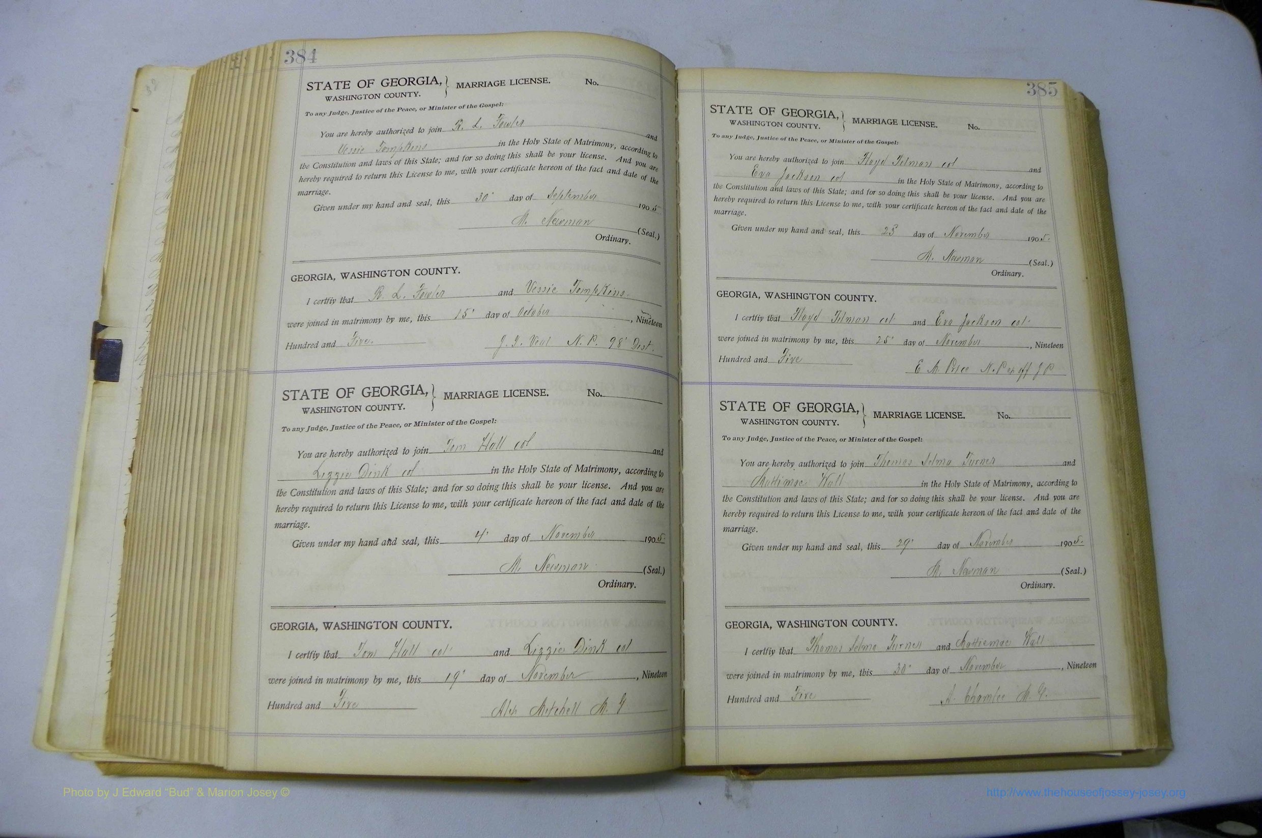 Was GA, Marriages Book J, 1903 - 1906, P 384-385.JPG