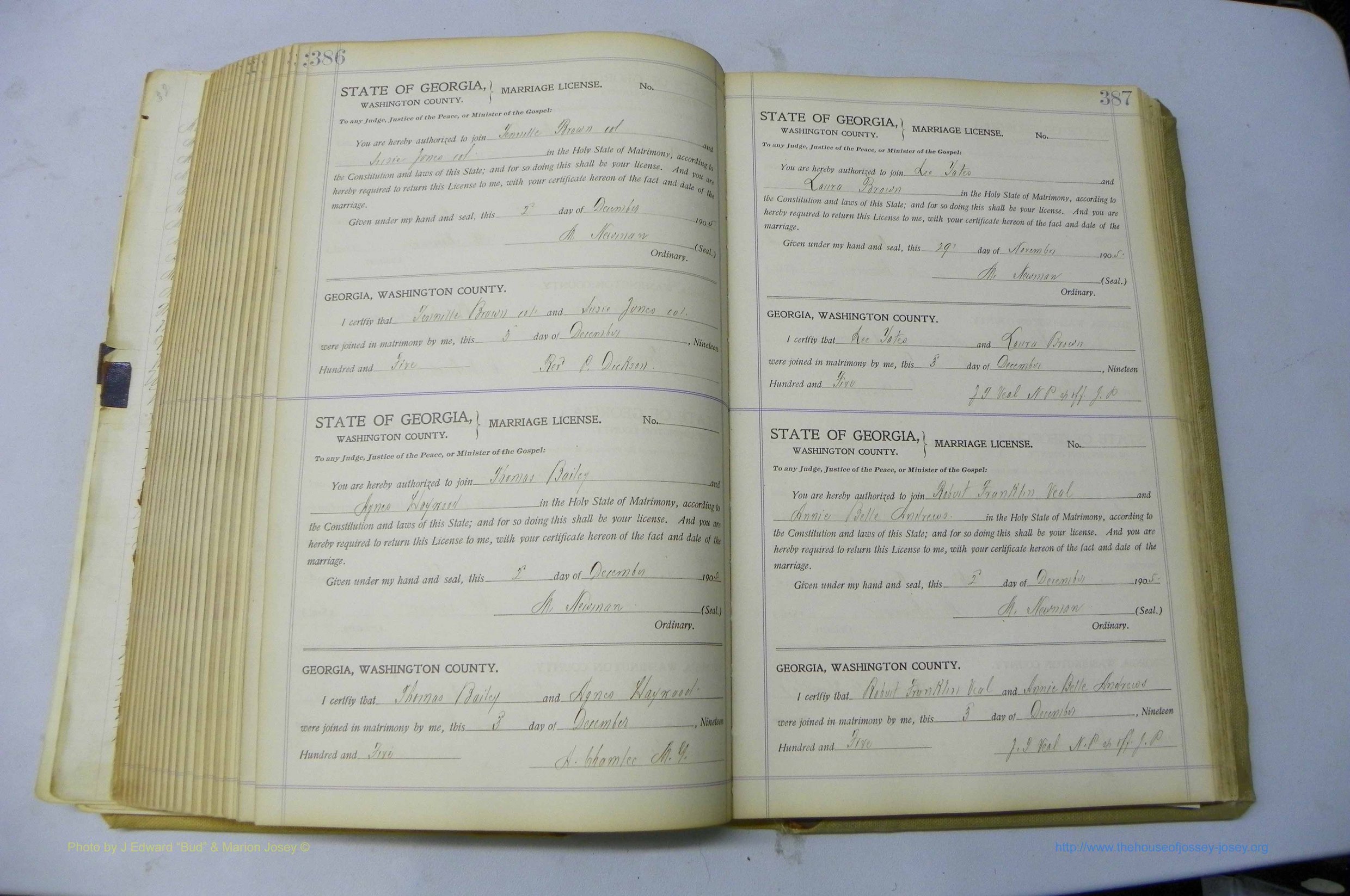 Was GA, Marriages Book J, 1903 - 1906, P 386-387.JPG