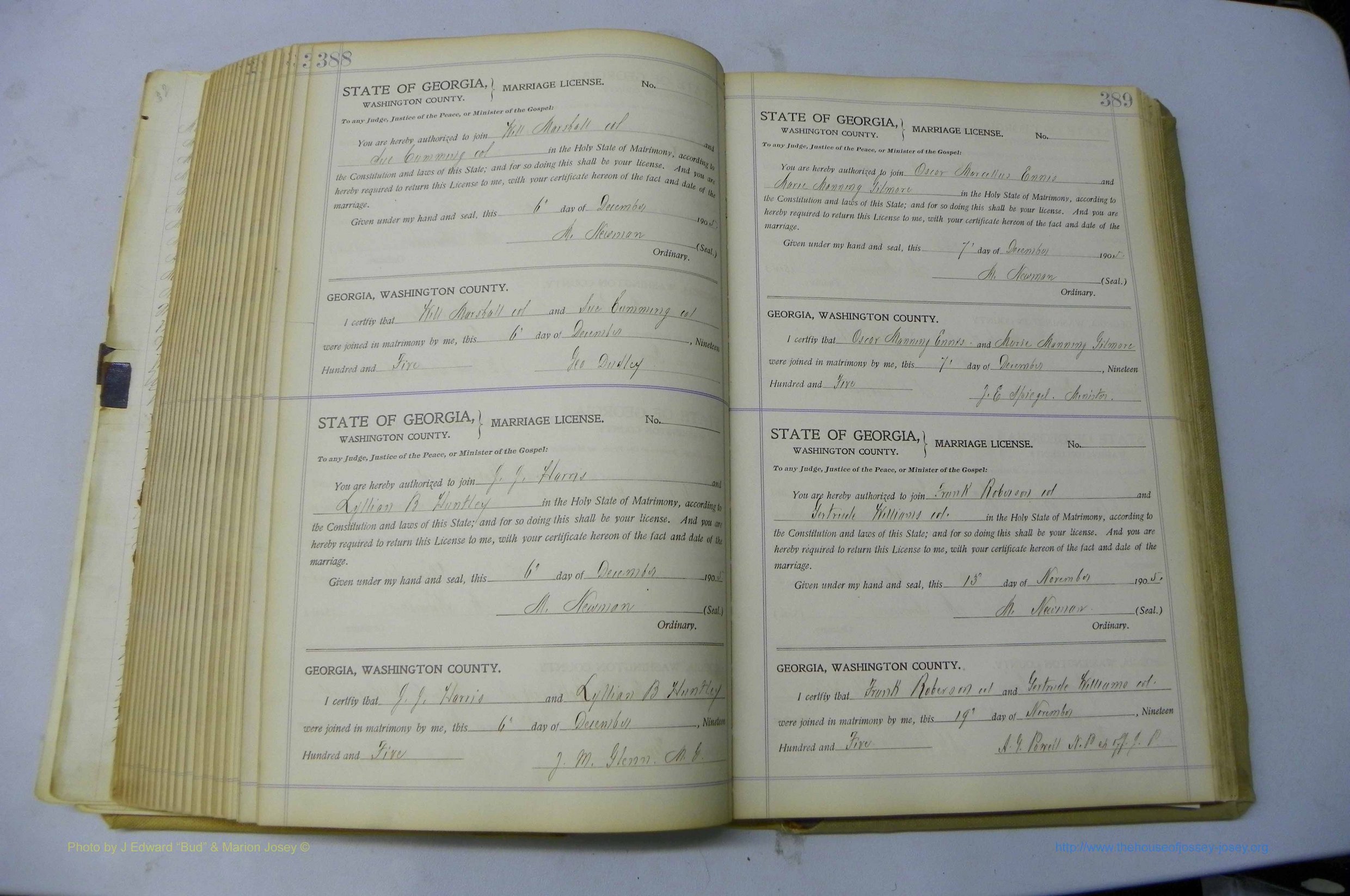 Was GA, Marriages Book J, 1903 - 1906, P 388-389.JPG