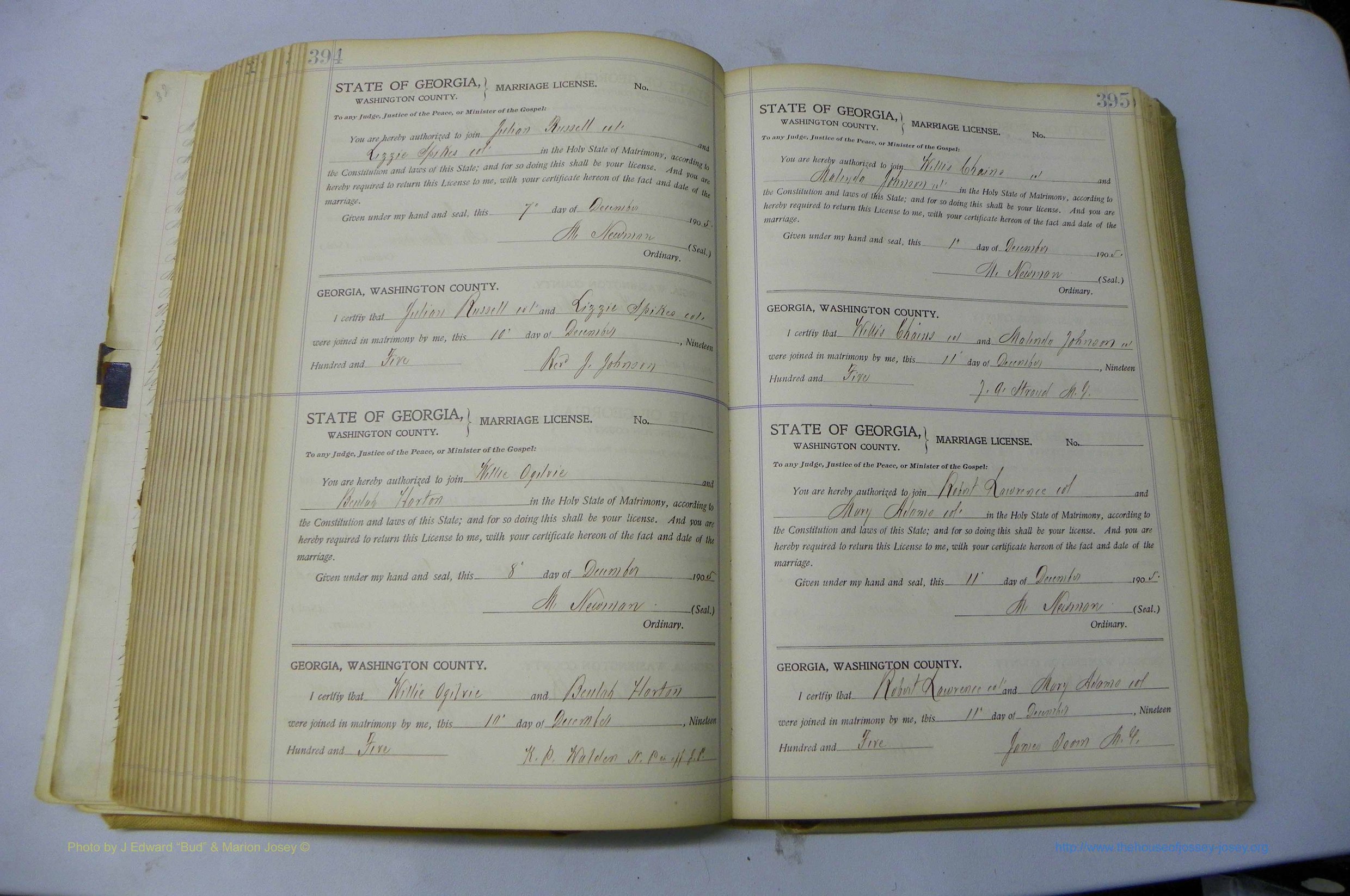 Was GA, Marriages Book J, 1903 - 1906, P 394-395.JPG